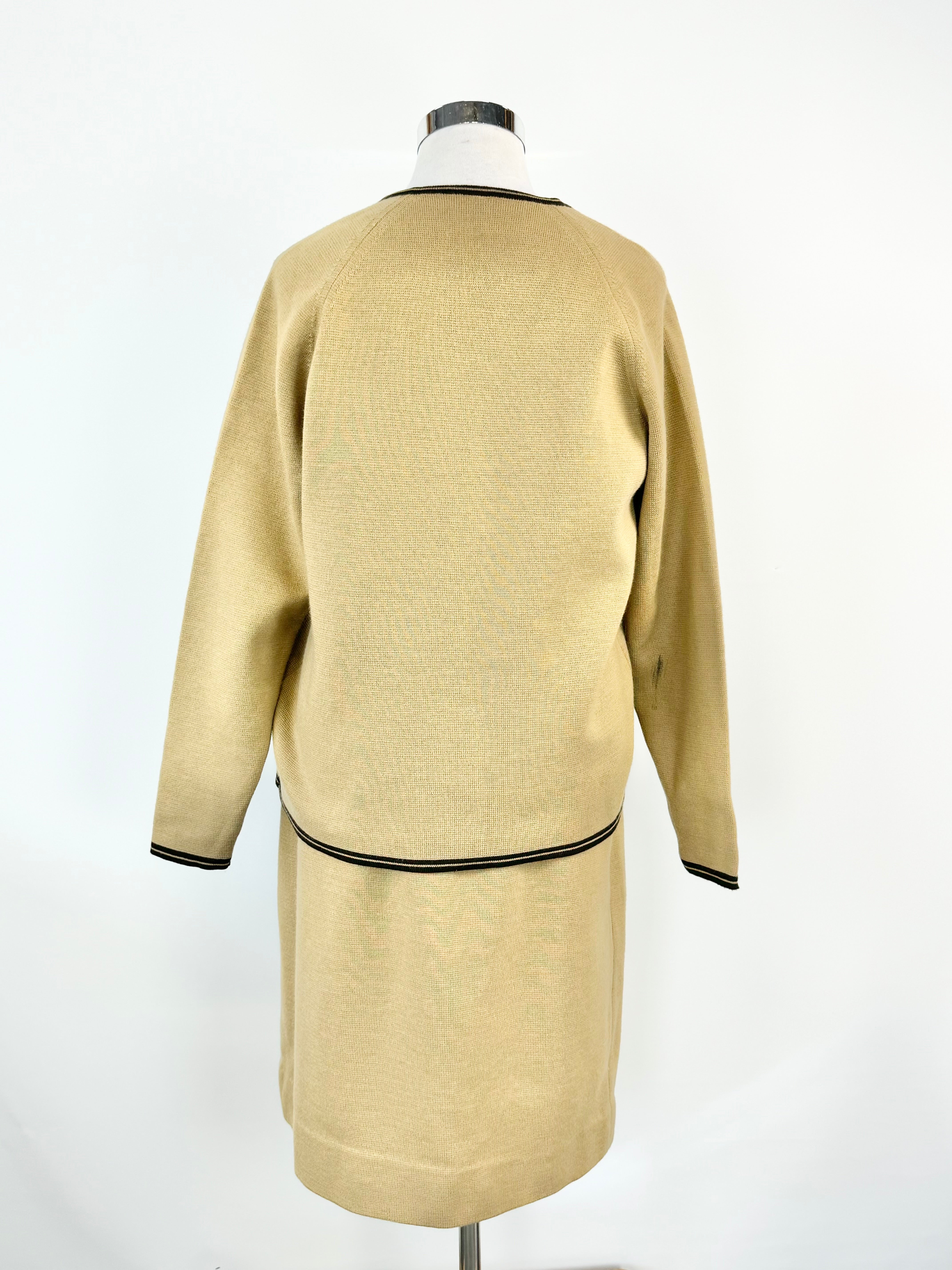 Hand Made Taupe Two Piece Wool Suit - AU12/14