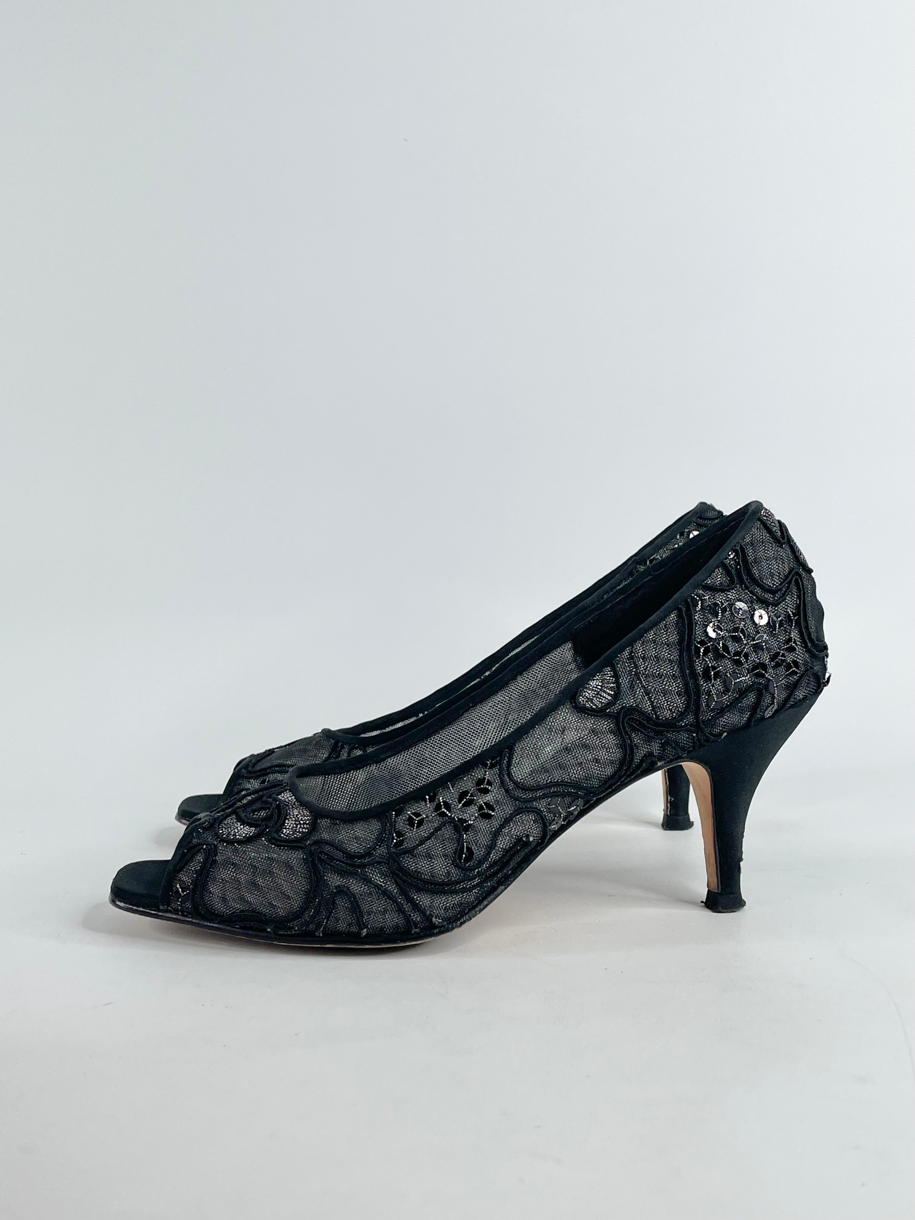 Filippo Raphael Black Lace Mesh 'Moonlight' Pumps - EU38