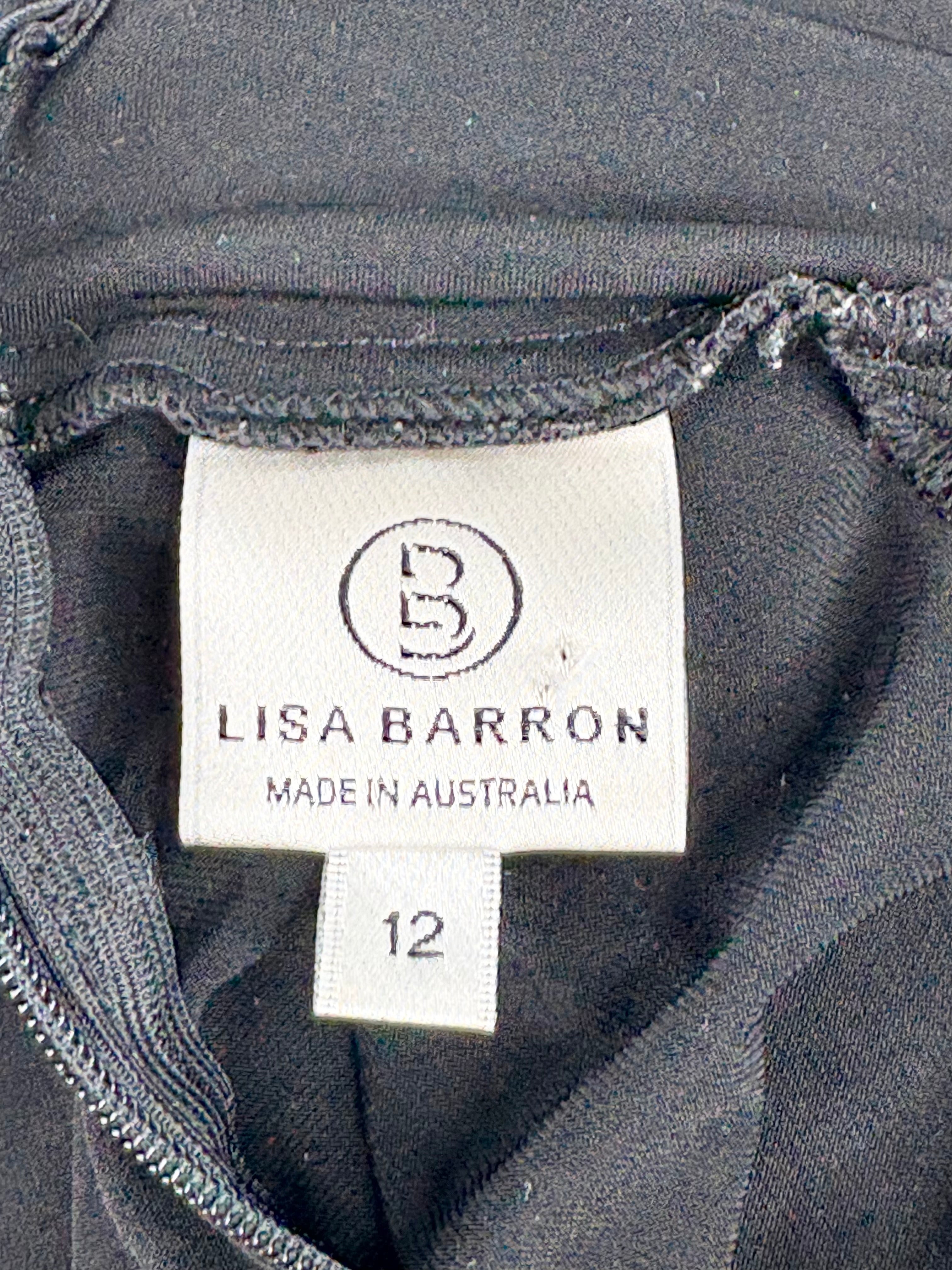 Lisa Barron Black Mock-Neck Short Sleeve Top - AU12
