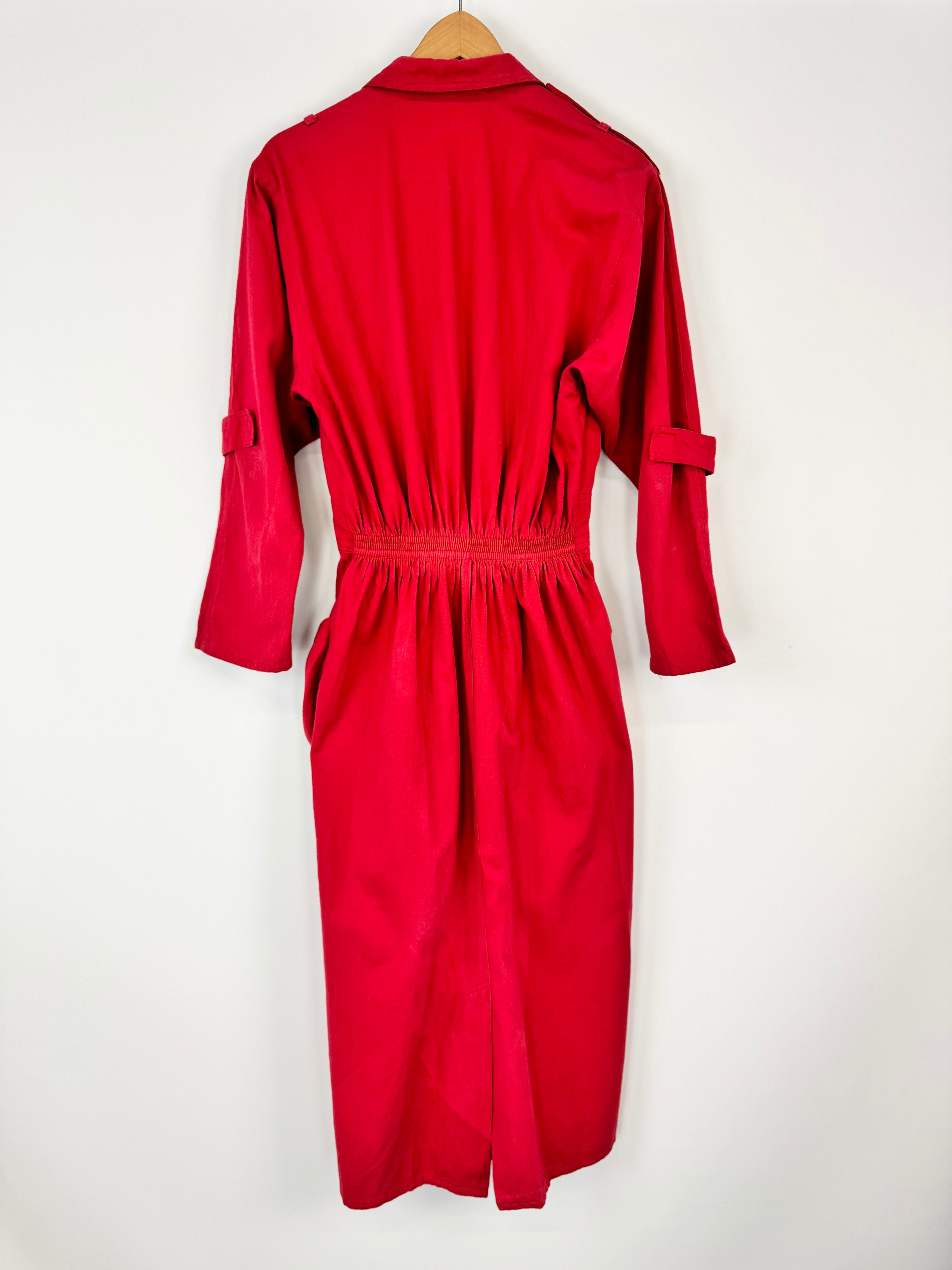 Vintage Anthea Crawford Crimson Utility Dress - AU10/12