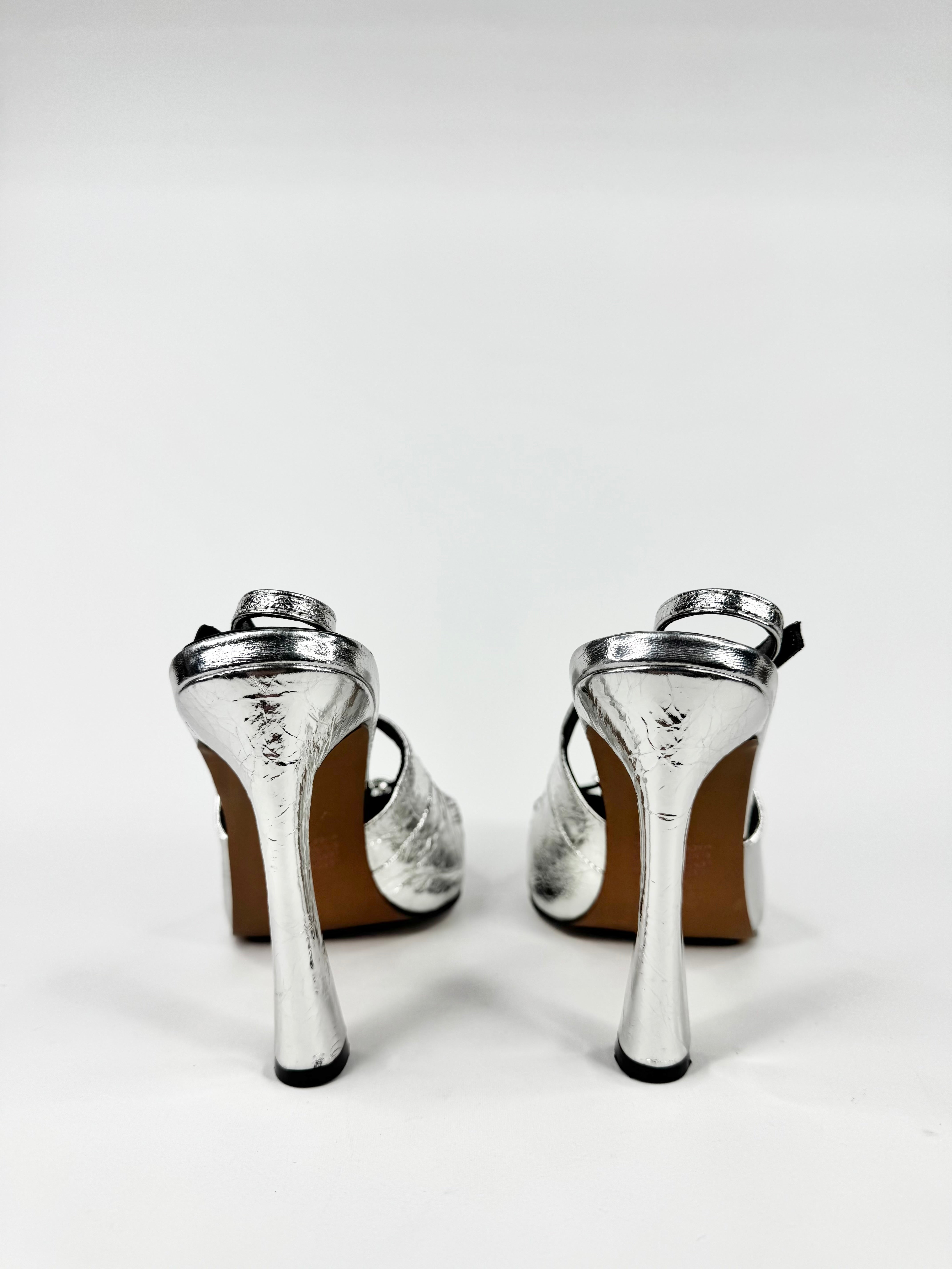 Lana Wilkinson Metallic Silver Pointed Toe Stilettos - EU40