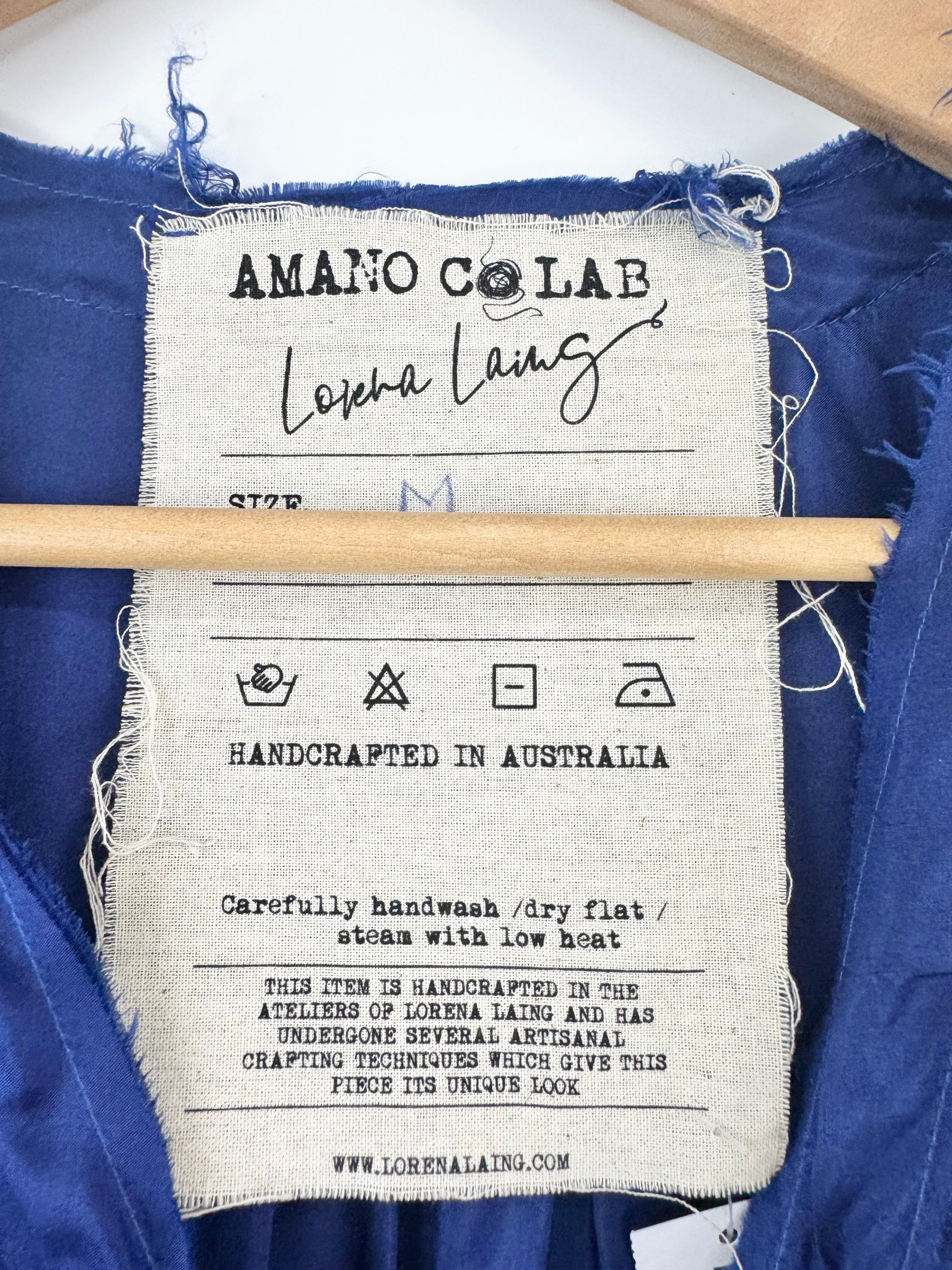 Amano Colab by Lorena Laing Cobalt Blue Silk Blouse - AU12