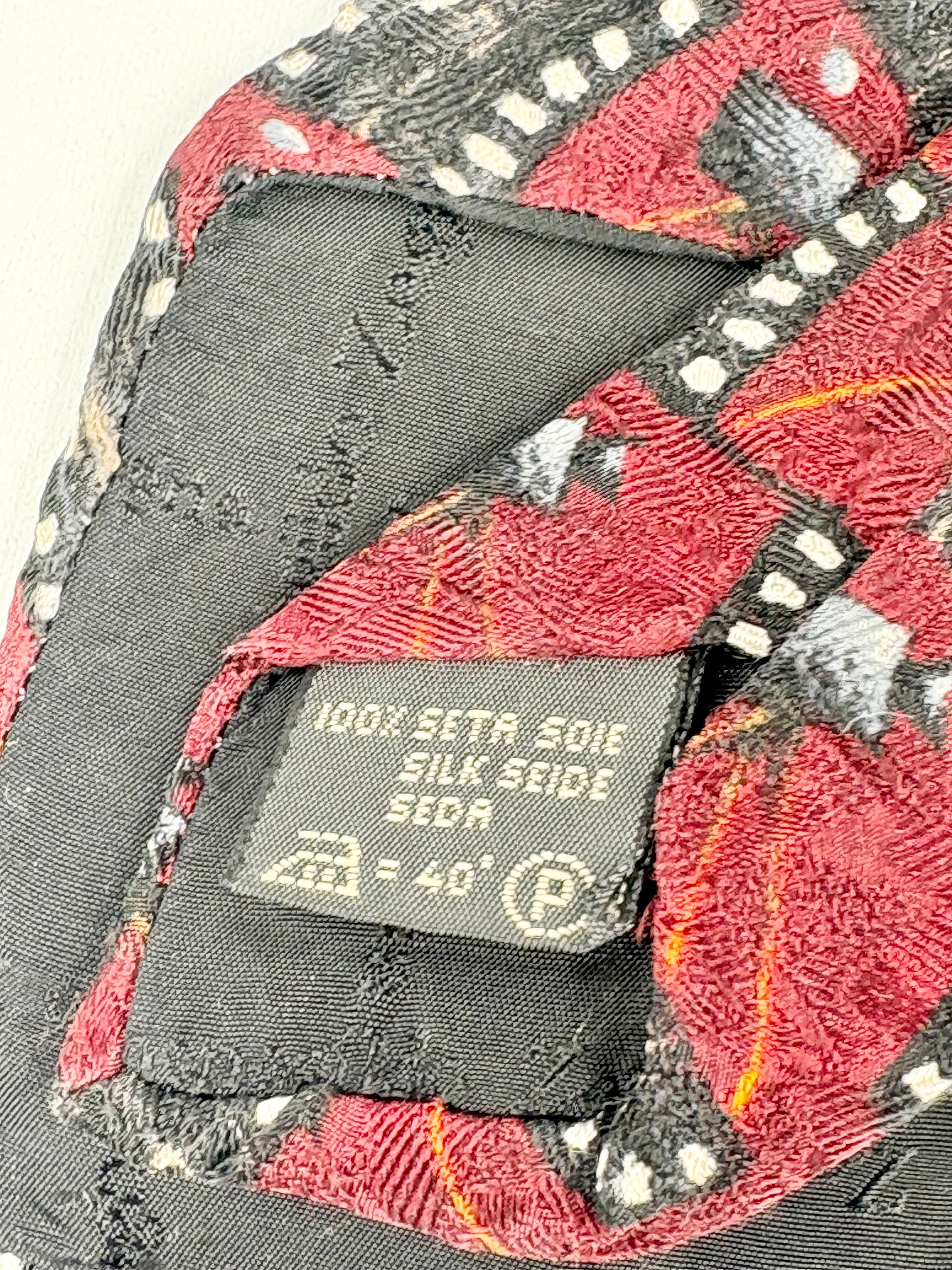 Ermenegildo Zegna Maroon Silk Film-Print Tie