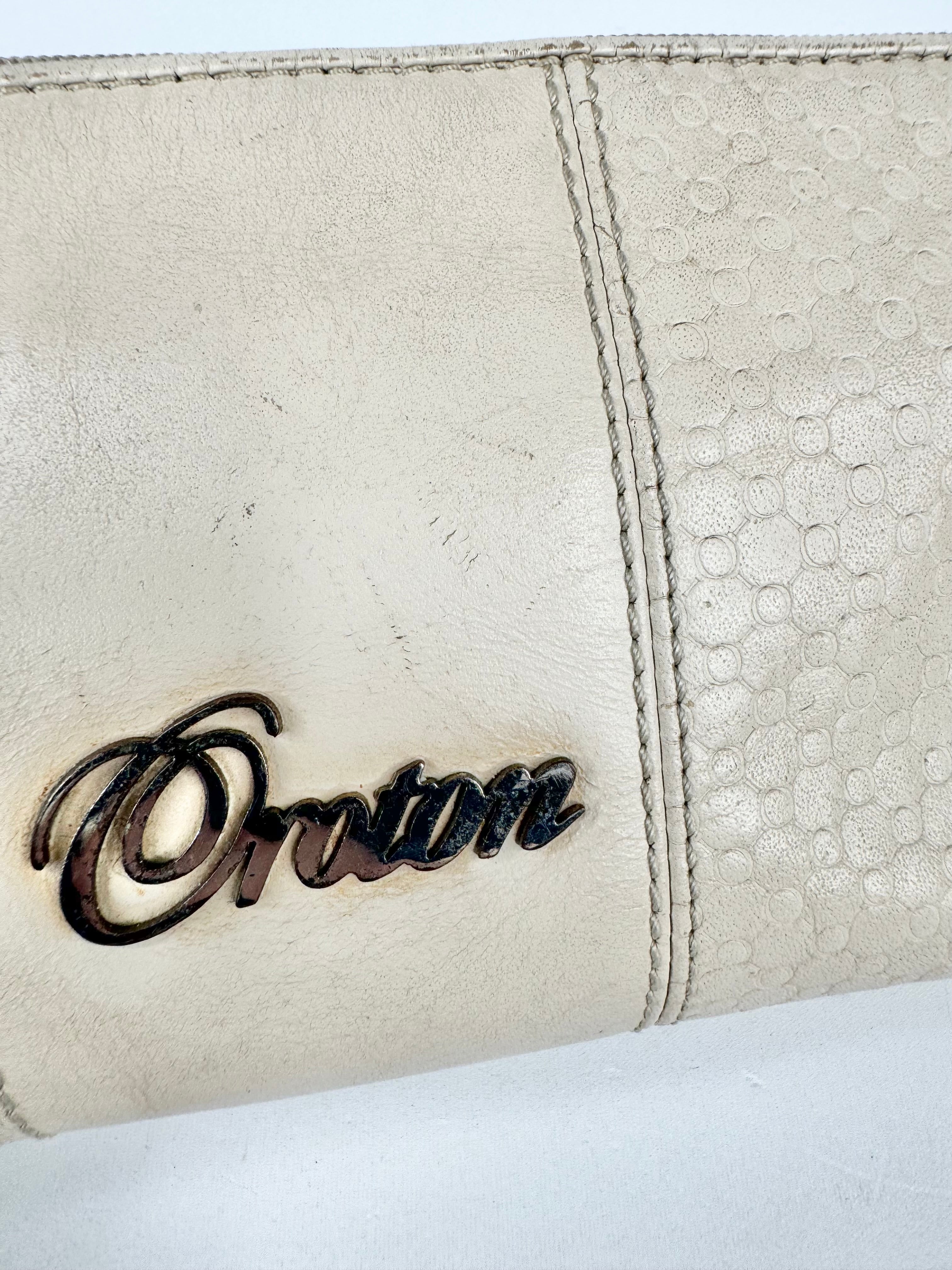 Oroton White Embossed Make Up Bag