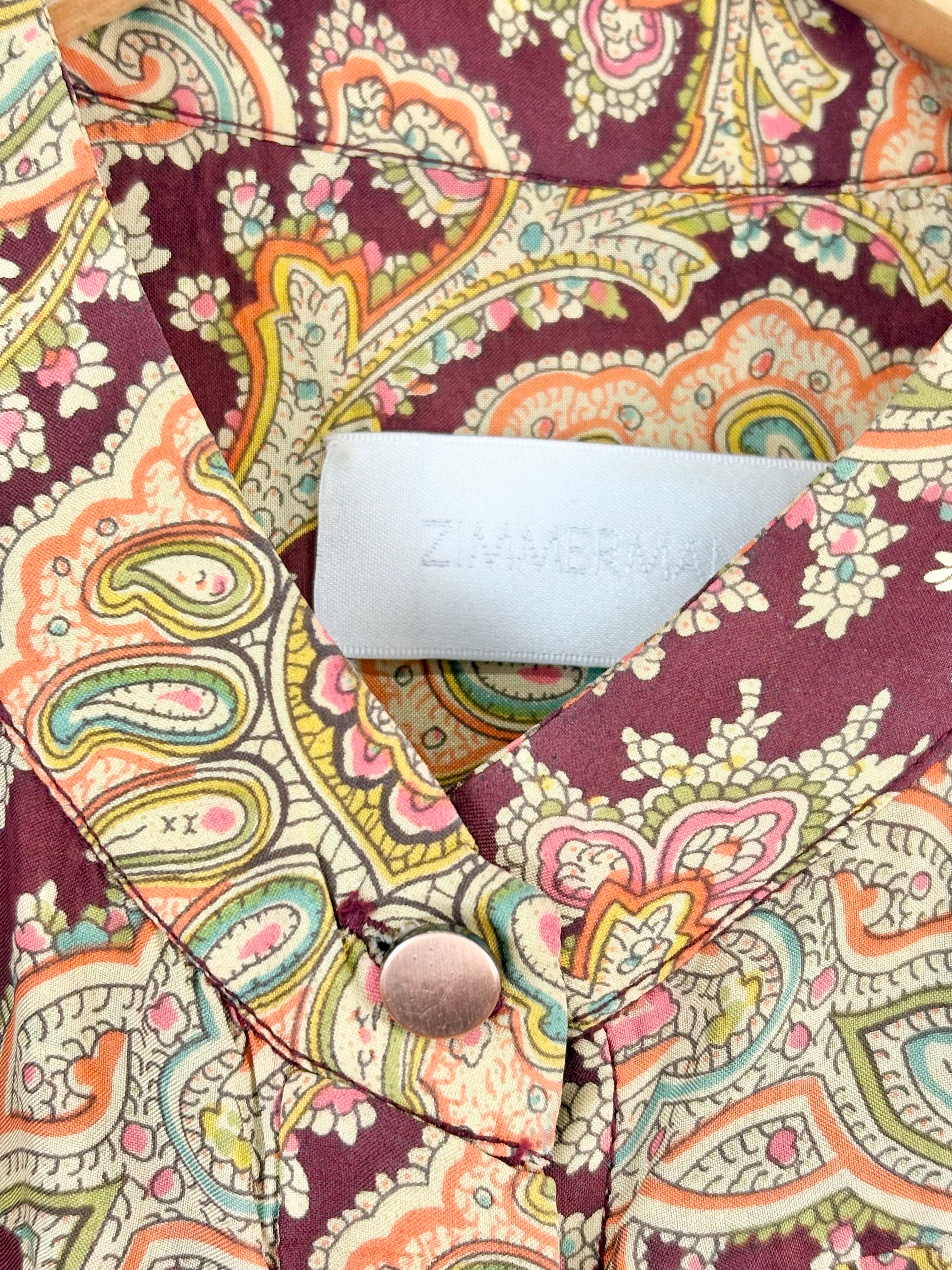 Zimmermann Maroon Silk Paisley Tunic Dress - AU10
