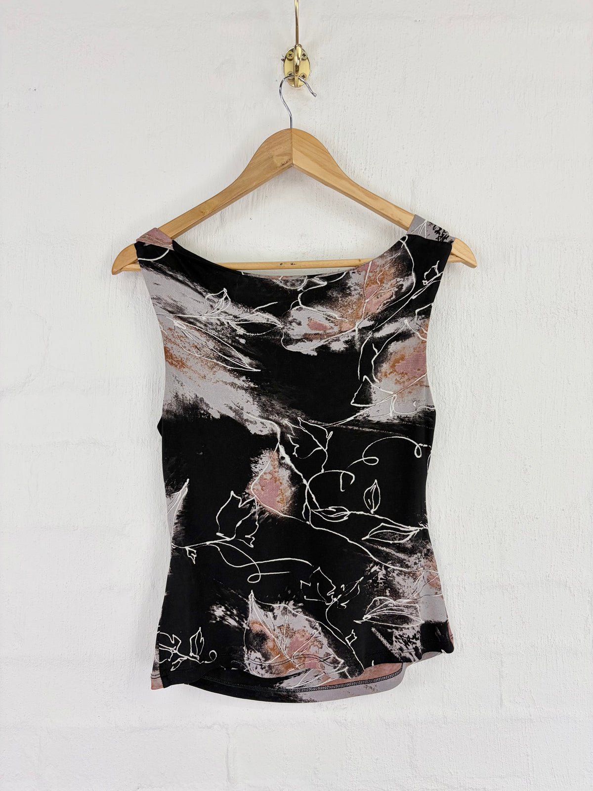 Vintage Ojay Printed Reversible Cowl Neck Tank - AU12