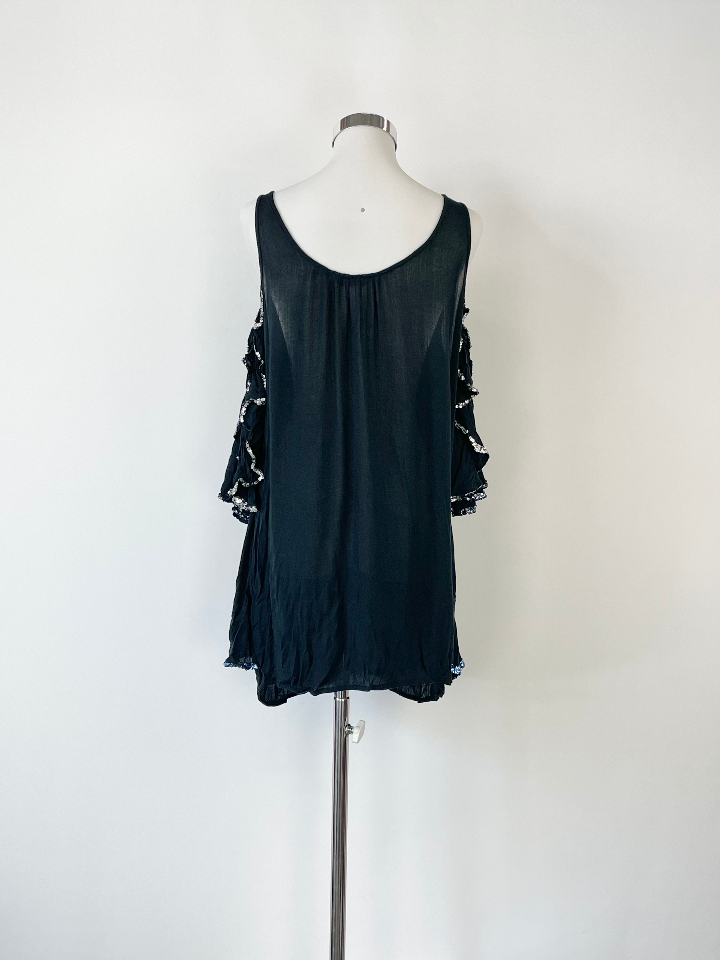 Sass & Bide Black 'Midnight Sequins' Tiered Dress - AU8