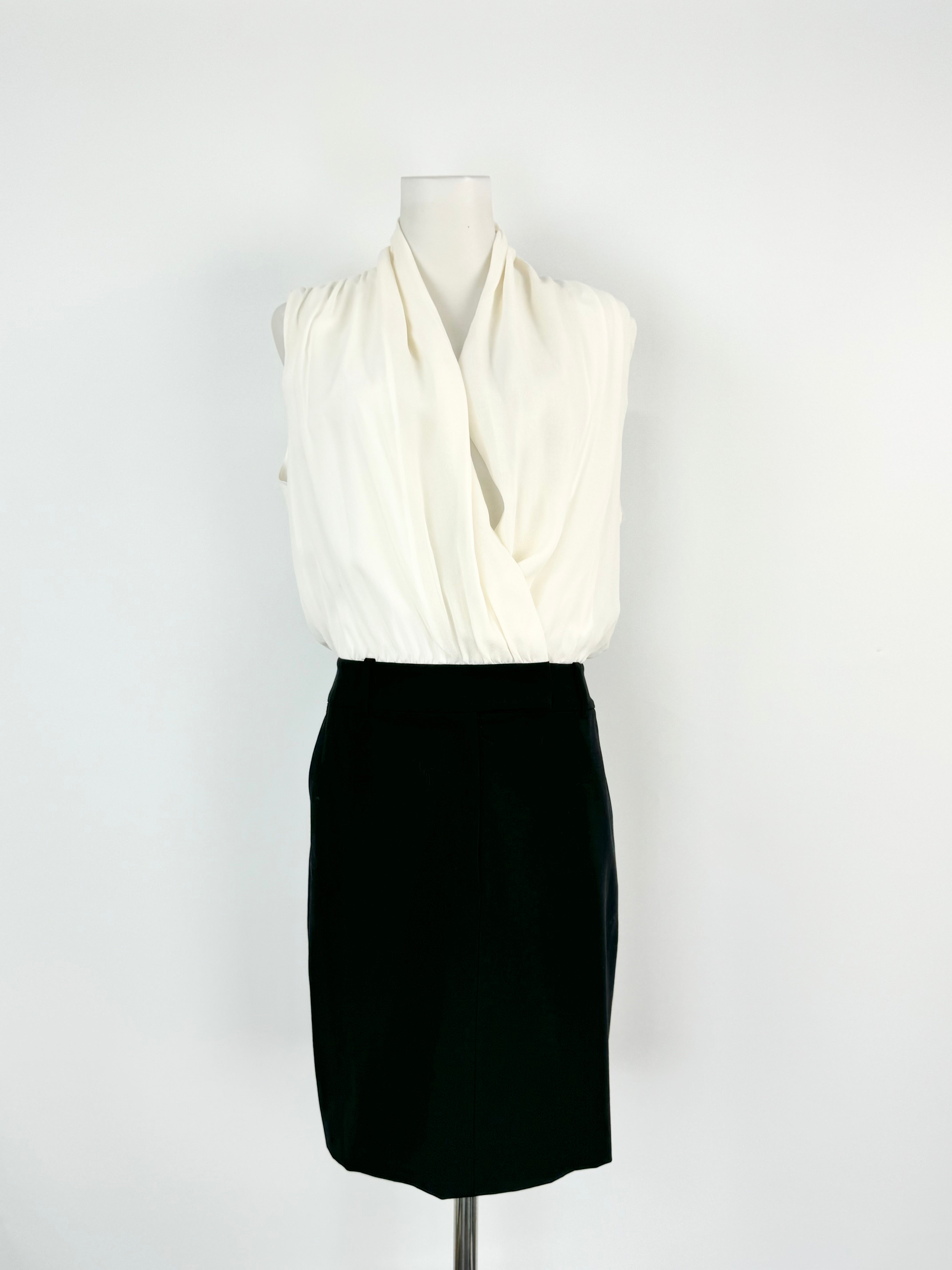 Donna Karen New York White & Black Midi Dress - AU8/10