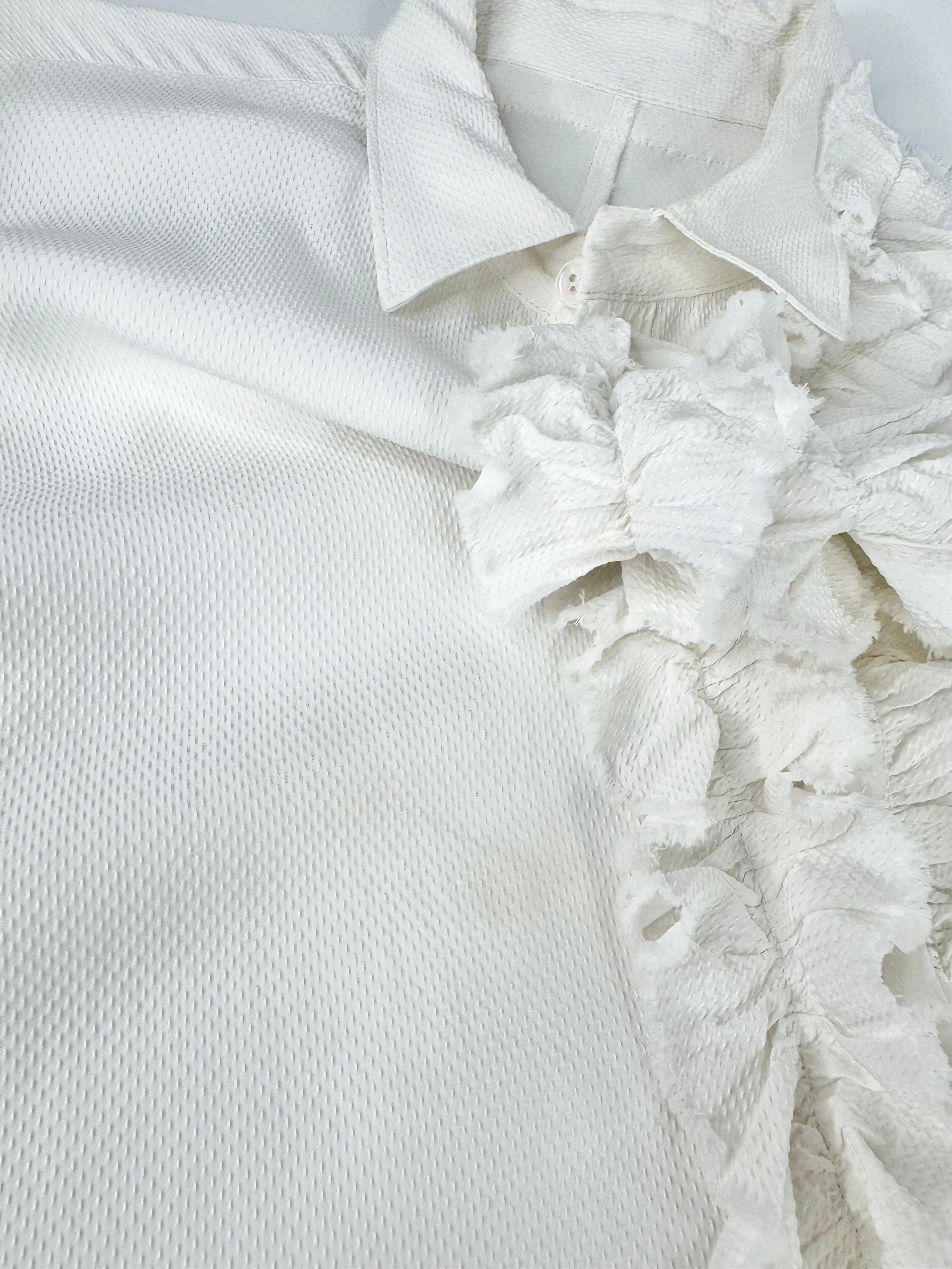Y's Yohji Yamamoto White Frill Blouse - AU12/14