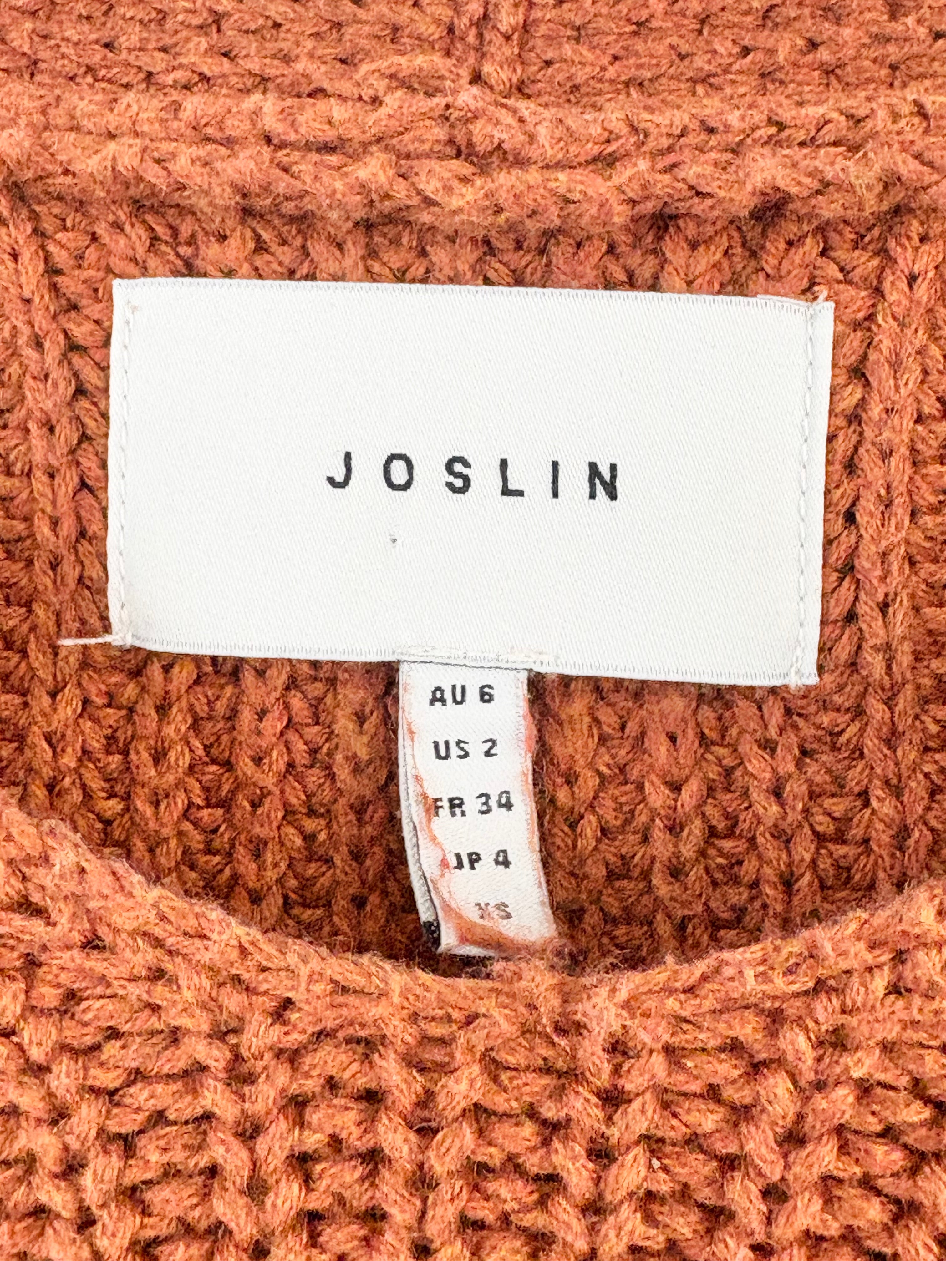 Joslin Rust Micro-Cable Knit Relaxed Sweater - AU6/8