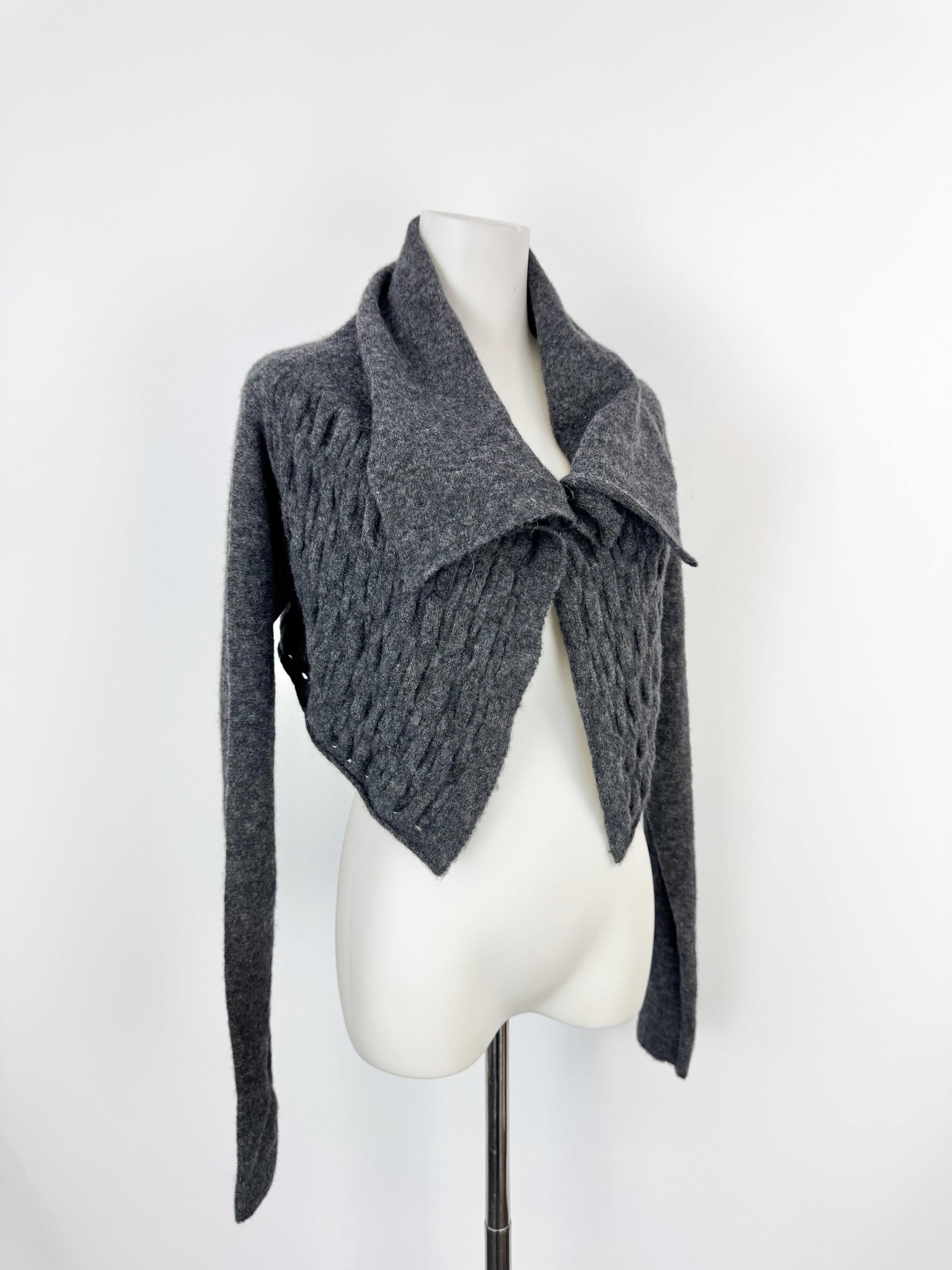 Sarah Pacini Grey Wool Long Sleeve Crop Top NWT - AU6/8