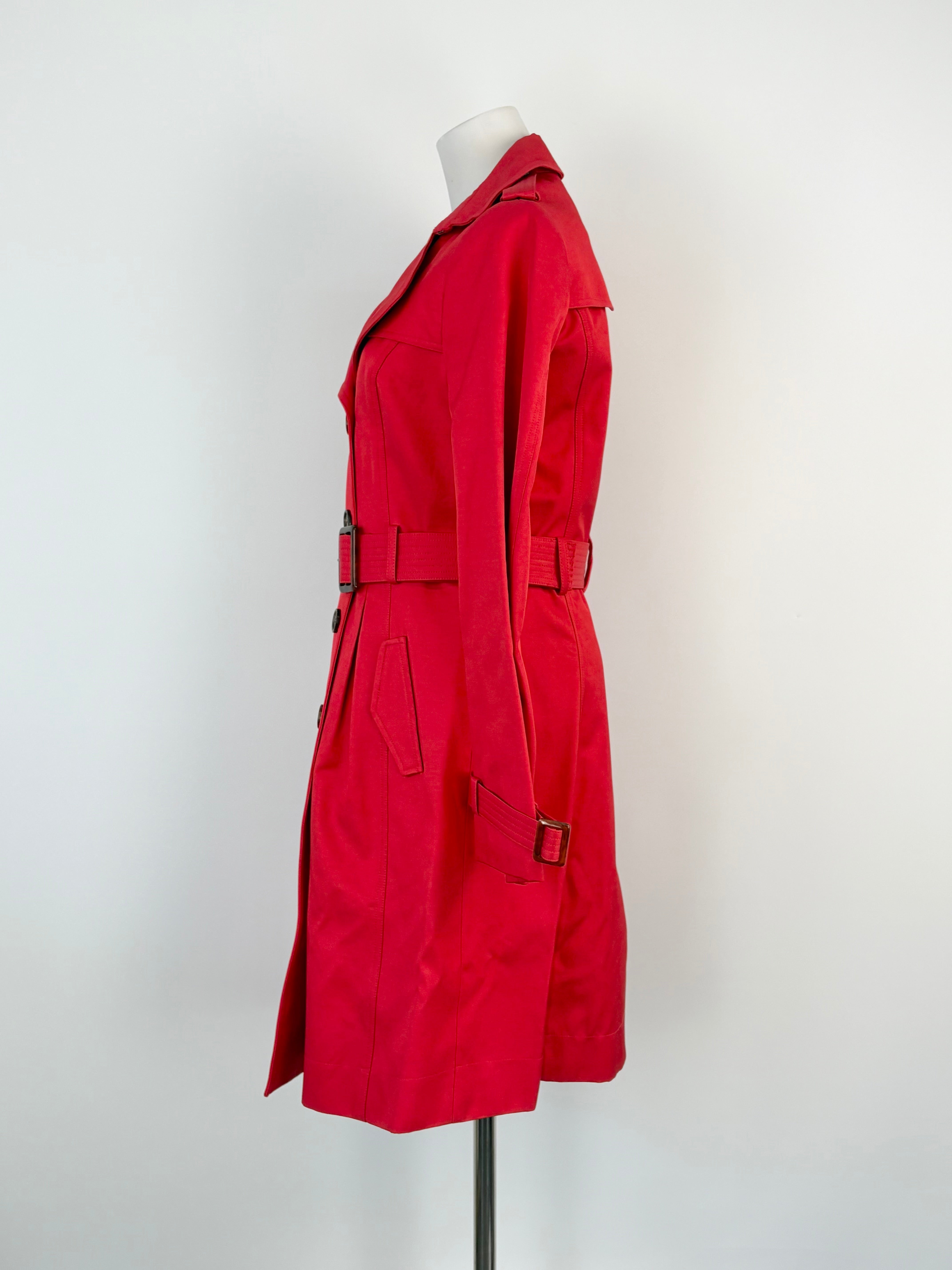 Jigsaw Red Double-Breasted Trench Coat - AU8