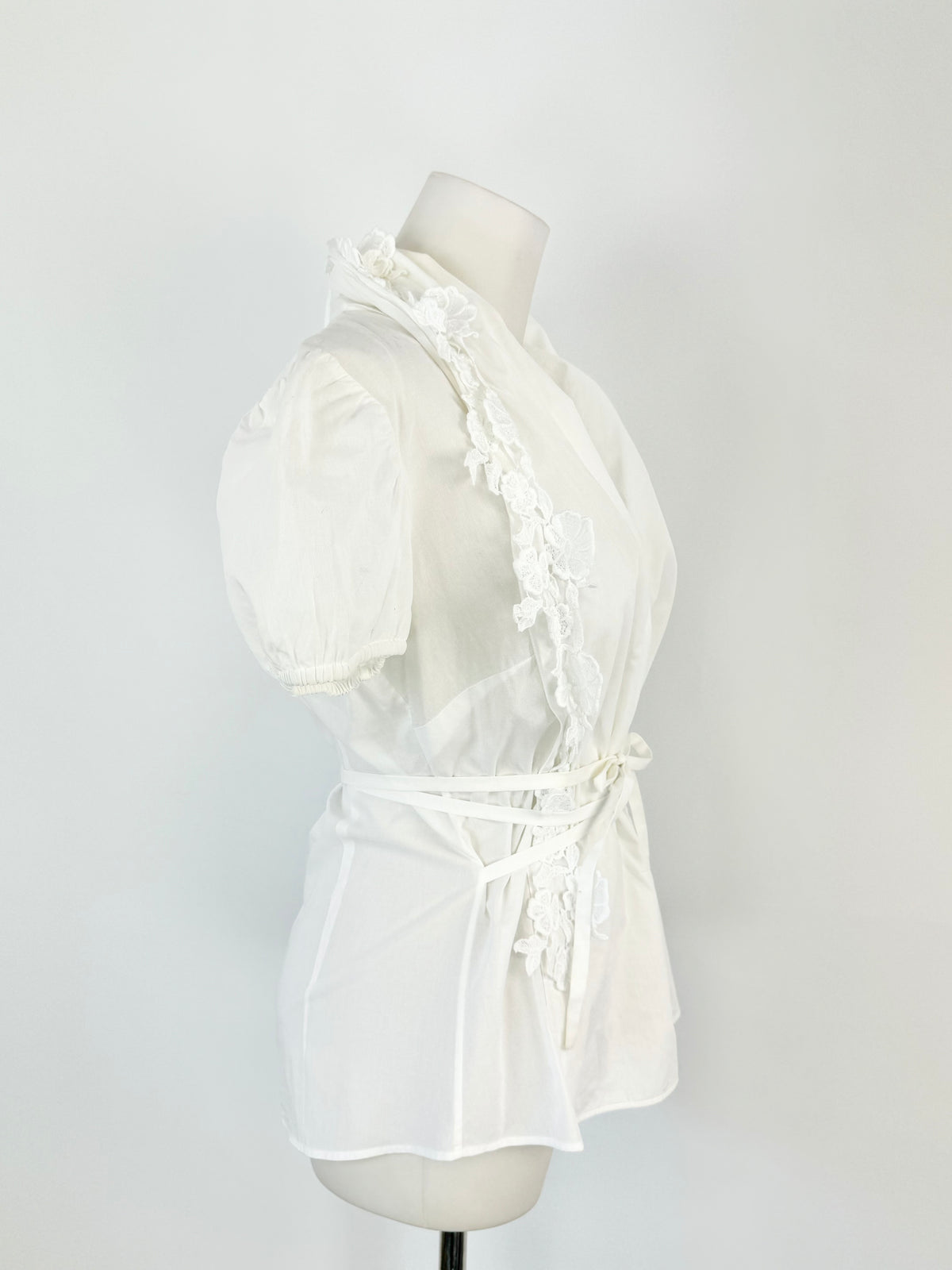 Vintage White Short Sleeve White Blouse - AU8