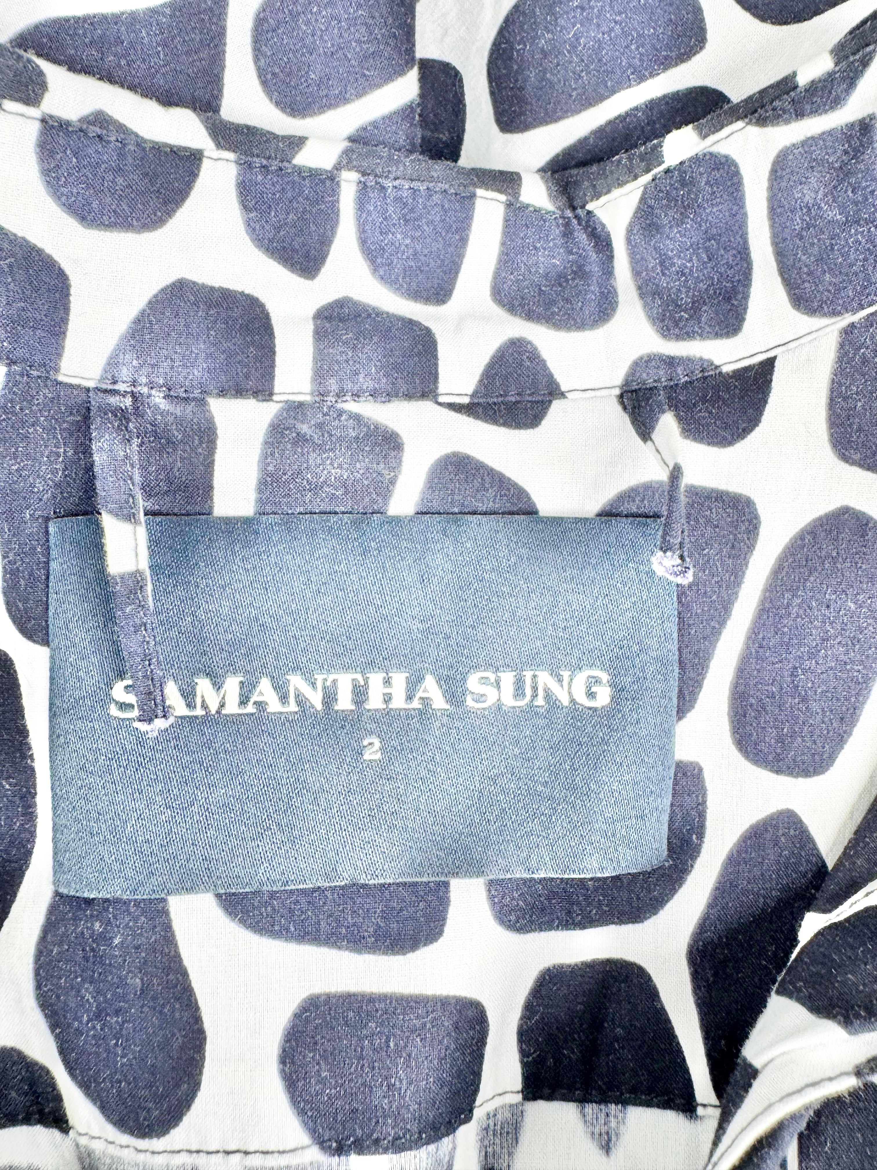 Samantha Sung Blue & White Splotch Patterned Sleeveless Dress - AU8