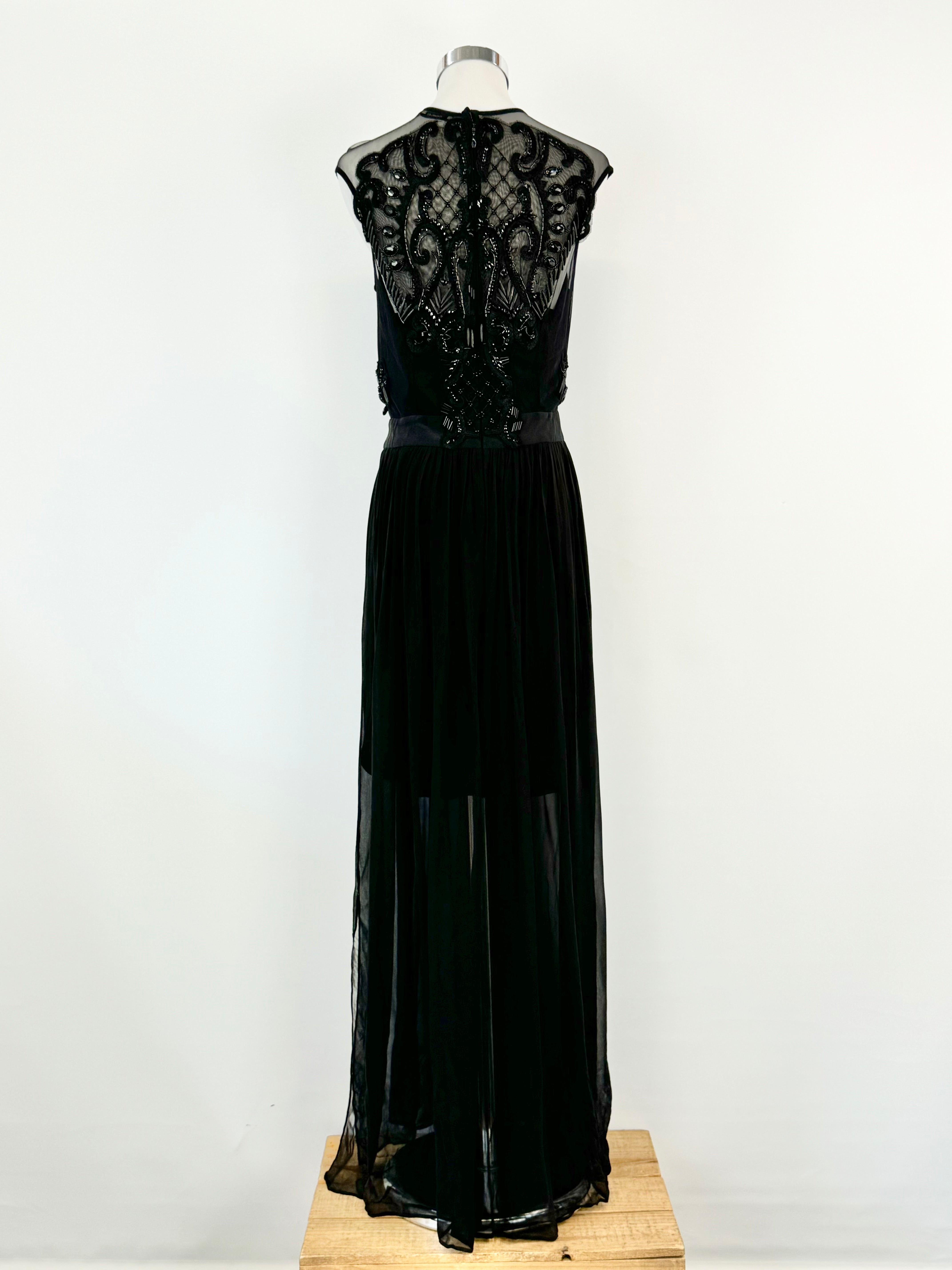 Thurley Black Beaded Cocktail Dress - AU10