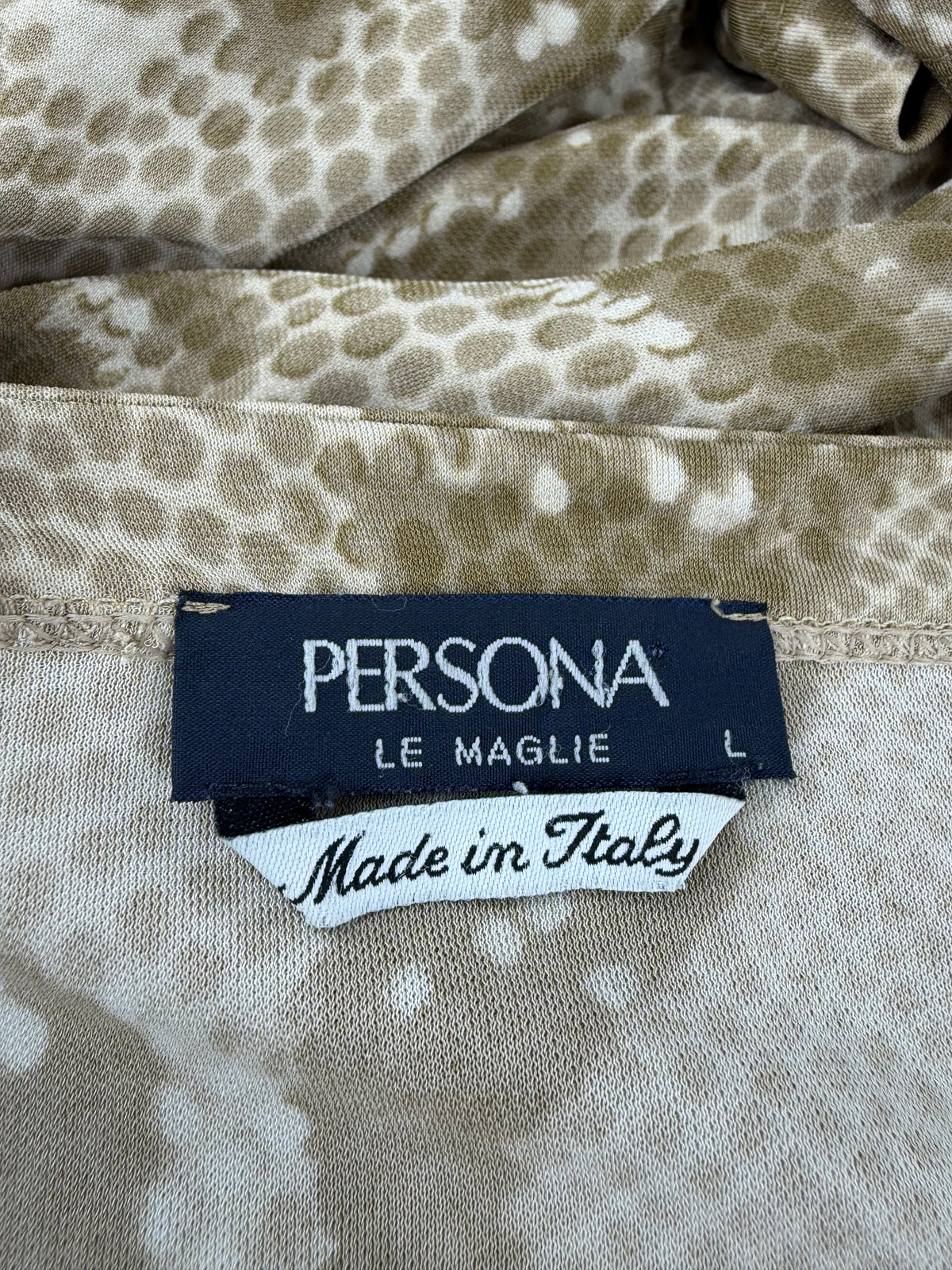 Marina Rinaldi Persona Le Maglie Beige Snakeskin Patterned Zippered Top - AU12/14