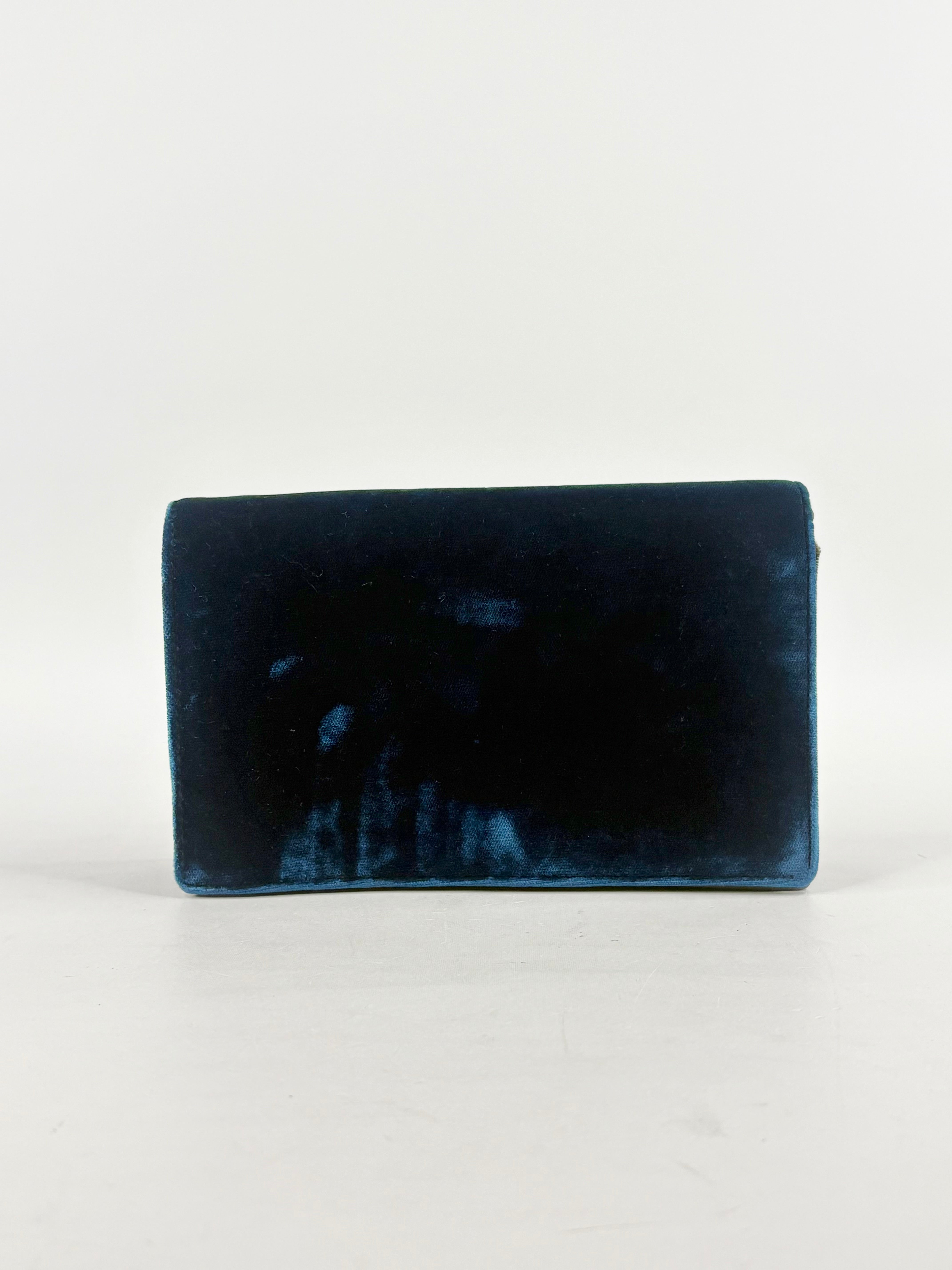 Diane von Furstenberg Blue & Green Velvet Evening Bag