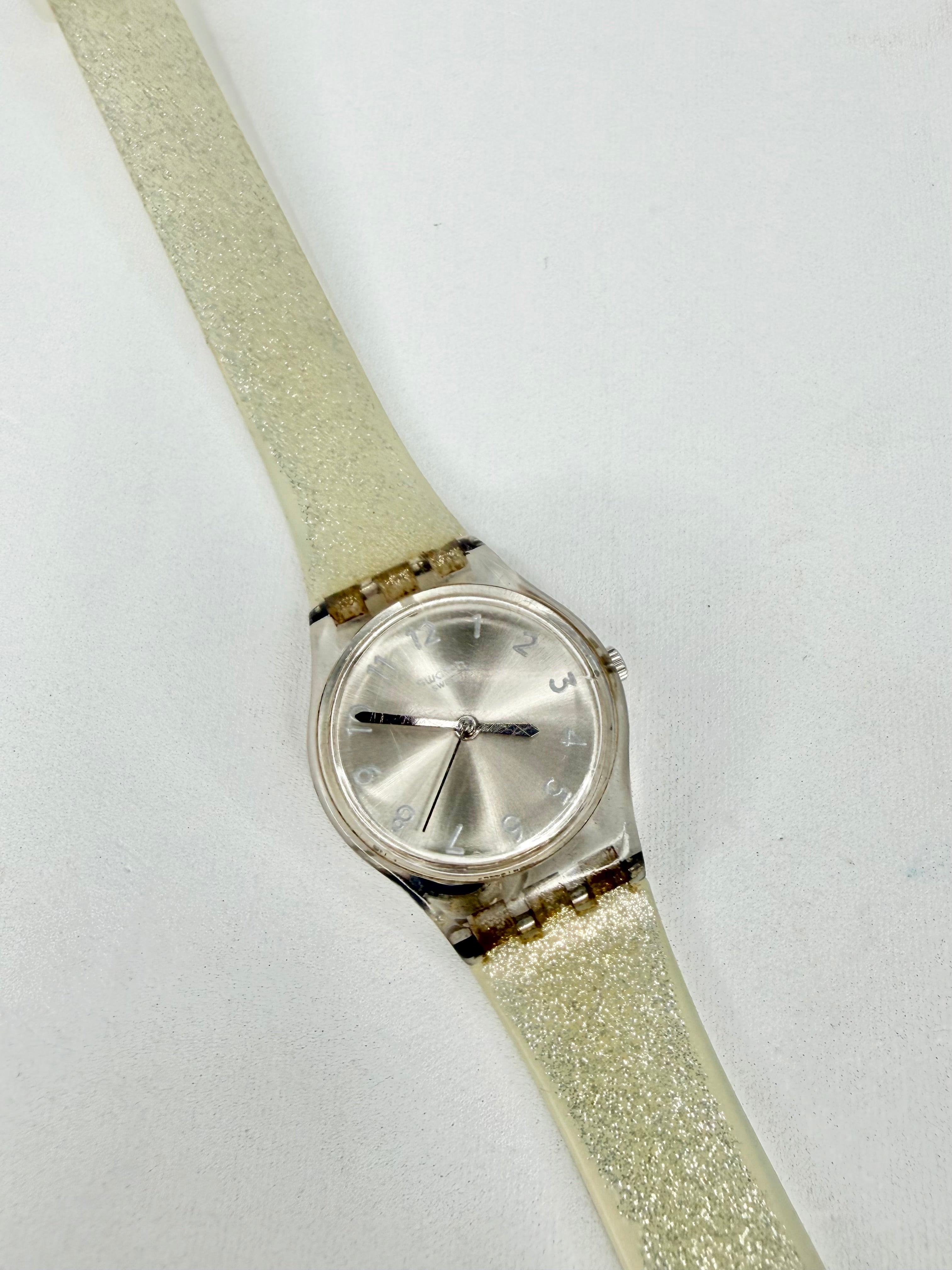 Swatch Silver 'Glistar' Too Wrap Strap Watch