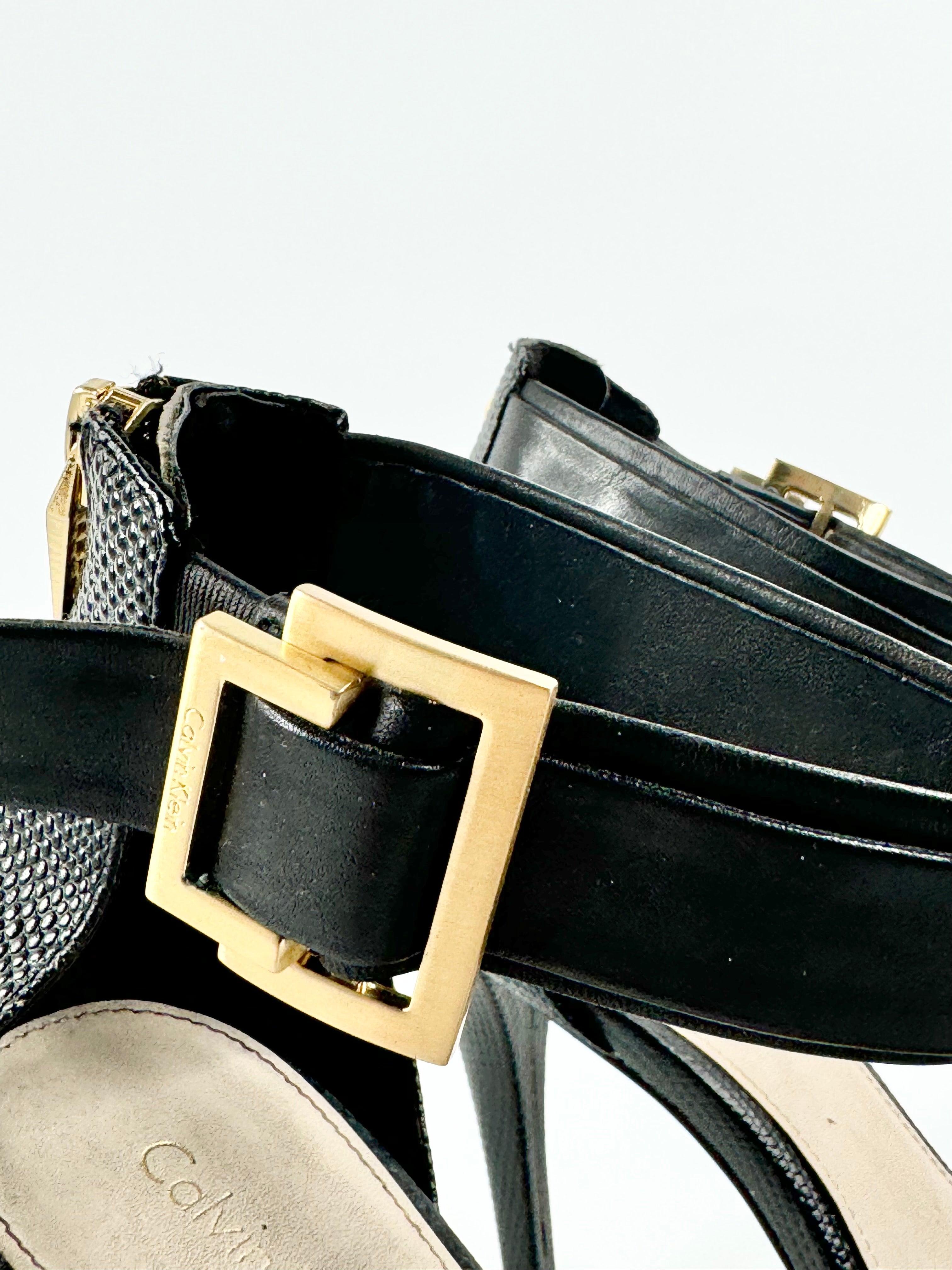 Calvin Klein Black Lizard Texture 'Sable' Stilettos - EU38