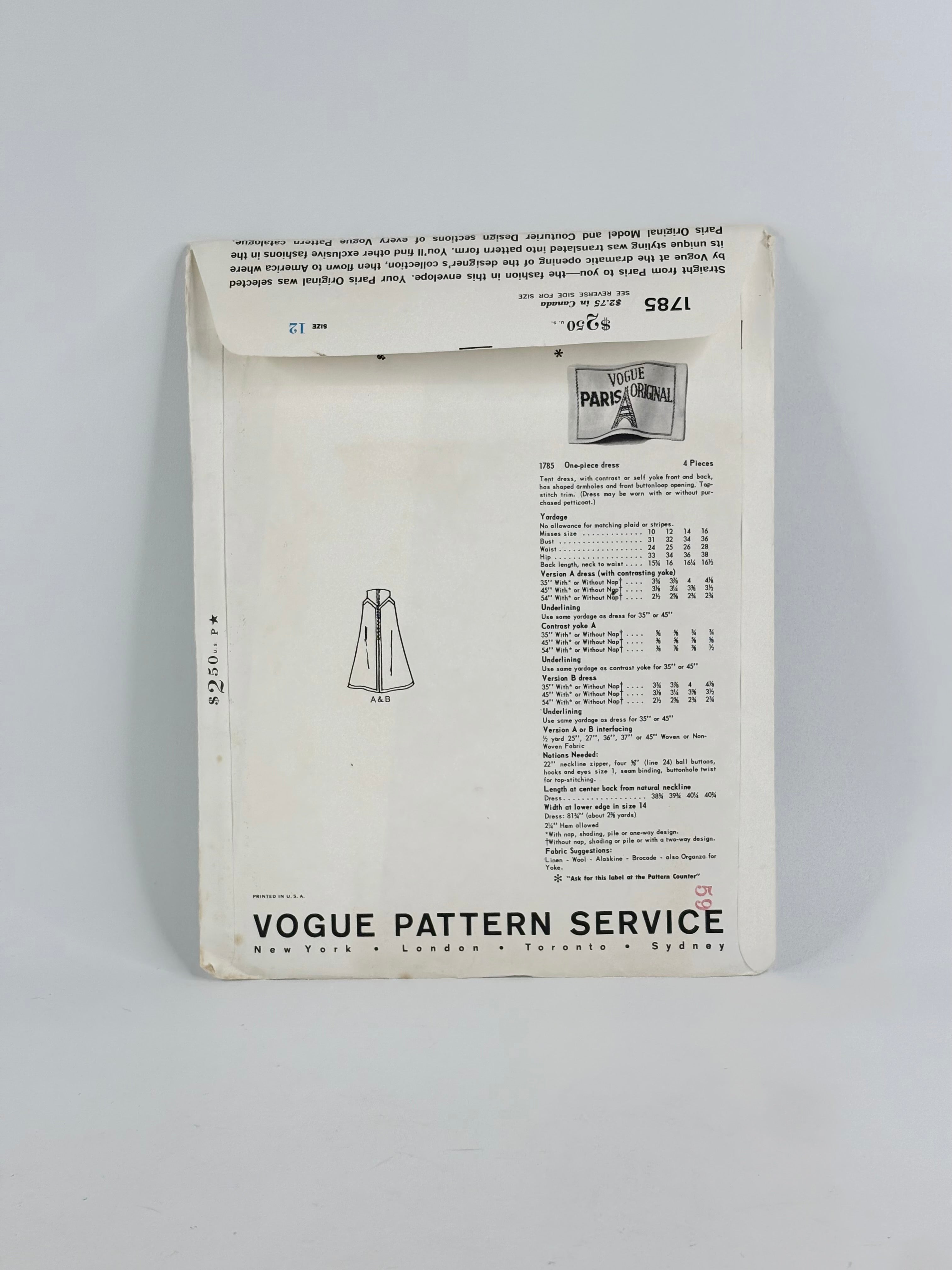 Vogue Paris Original Lanvin Dress: No. 1785 - Size 12
