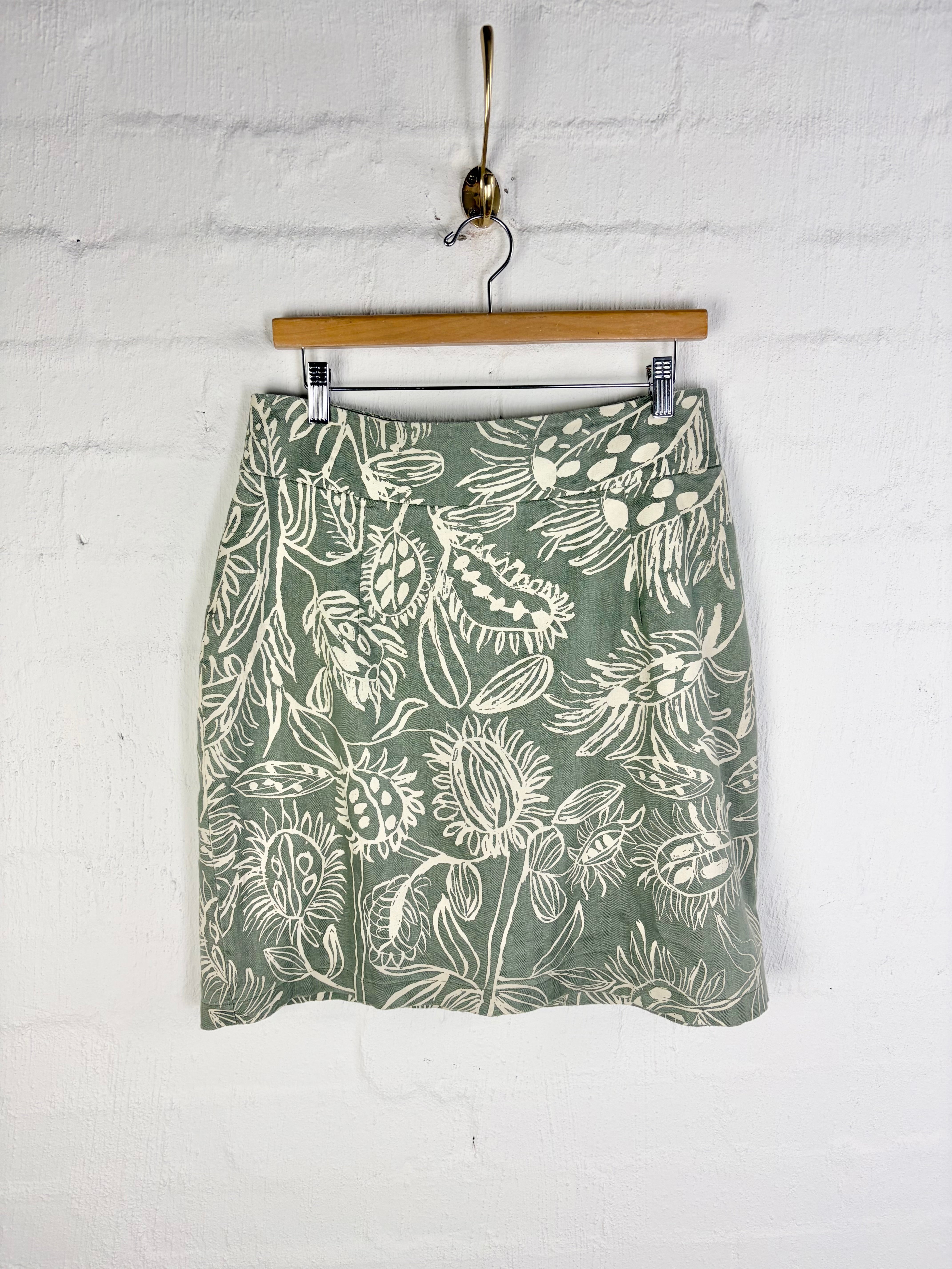 Magpie Goose 'Yarrun' Patterned Linen Skirt - AU14