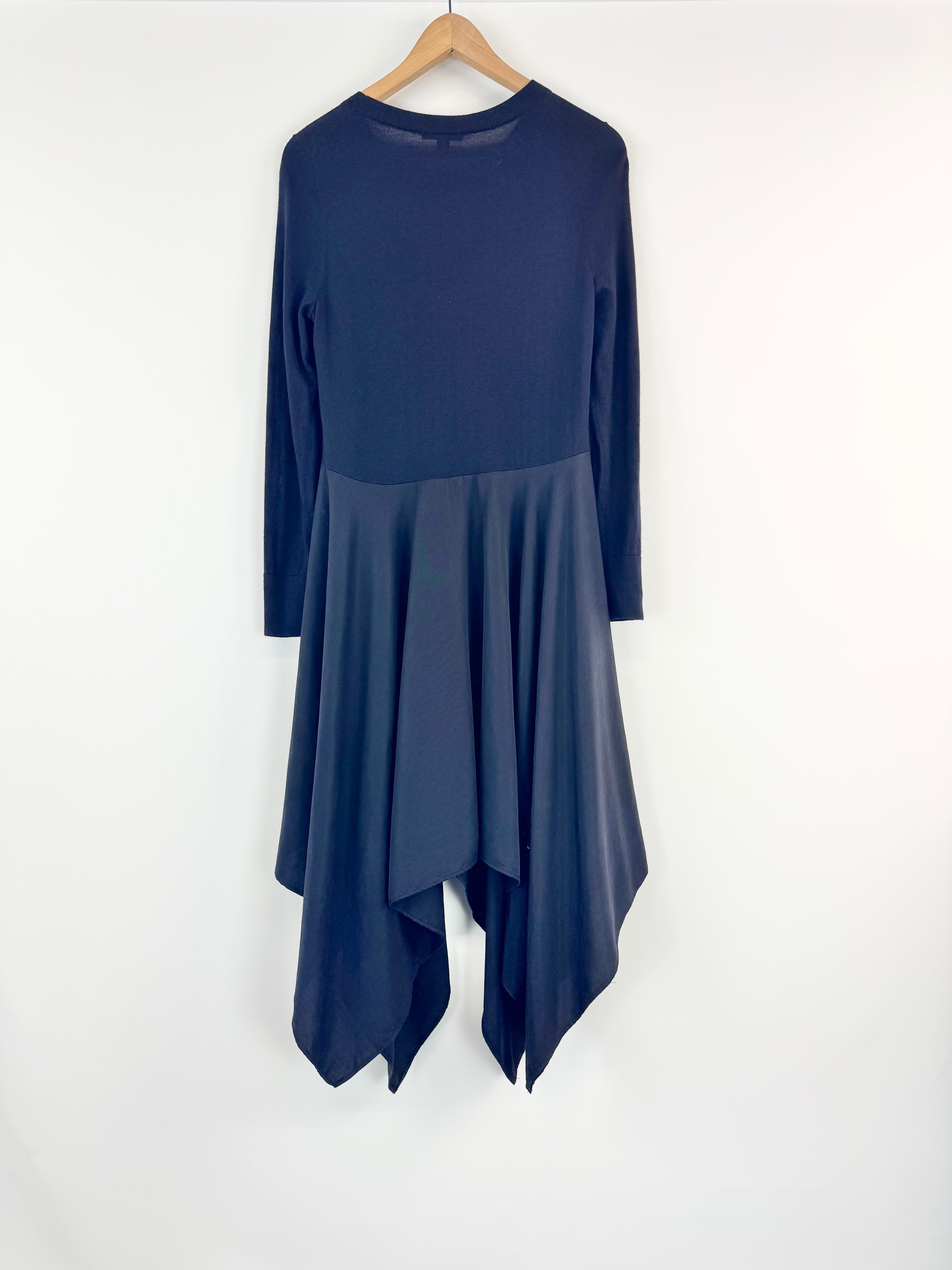 Cos Navy Blue Wool & Lyocell Asymmetrical Dress - AU8