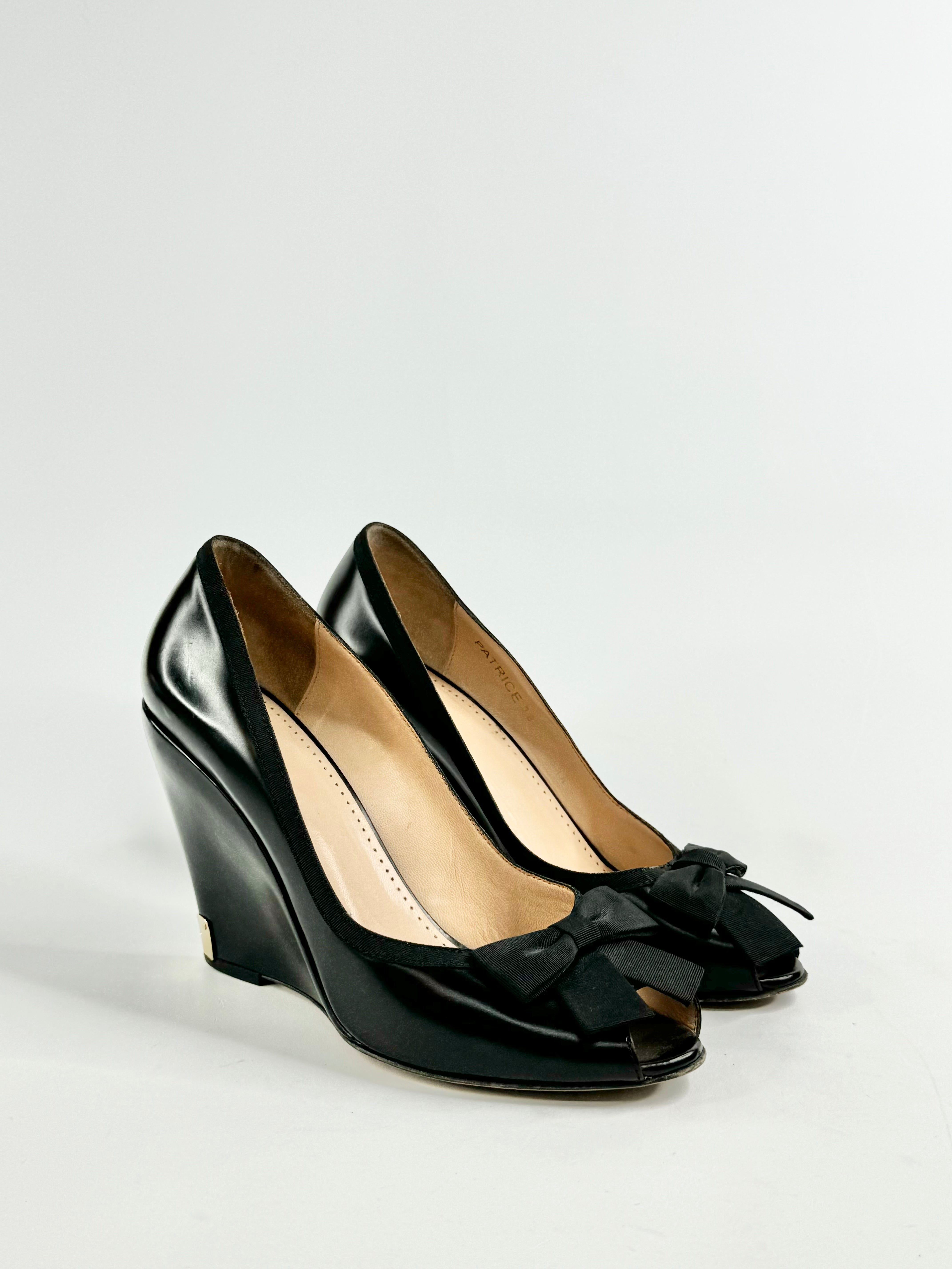 Bally Black 'Patrice' Peep Toe Wedges - EU38.5