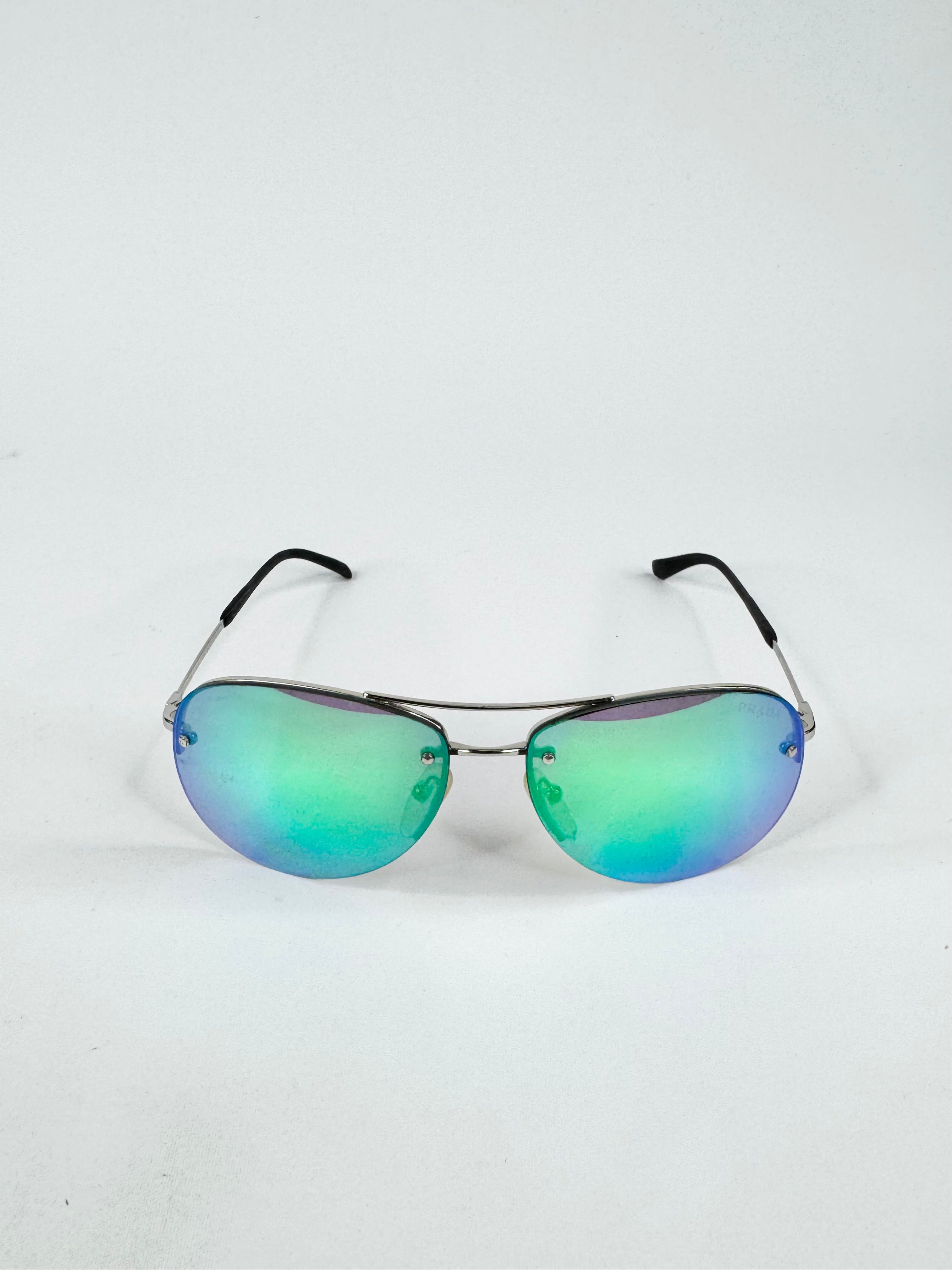 Prada Linea Rossa Blue Mirrored Sunglasses