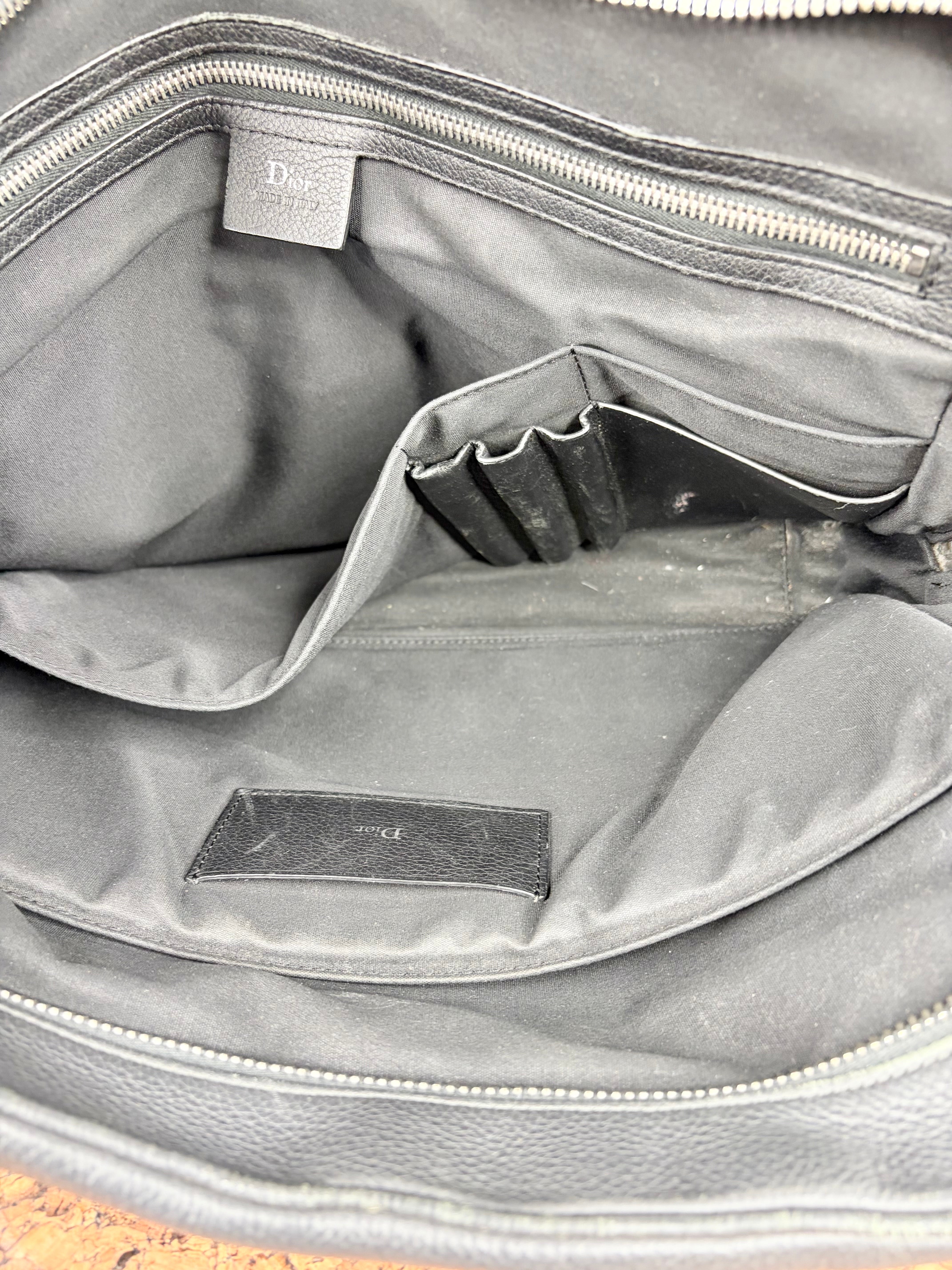 Vintage Christian Dior Homme Ash Grey Grained Leather Briefcase
