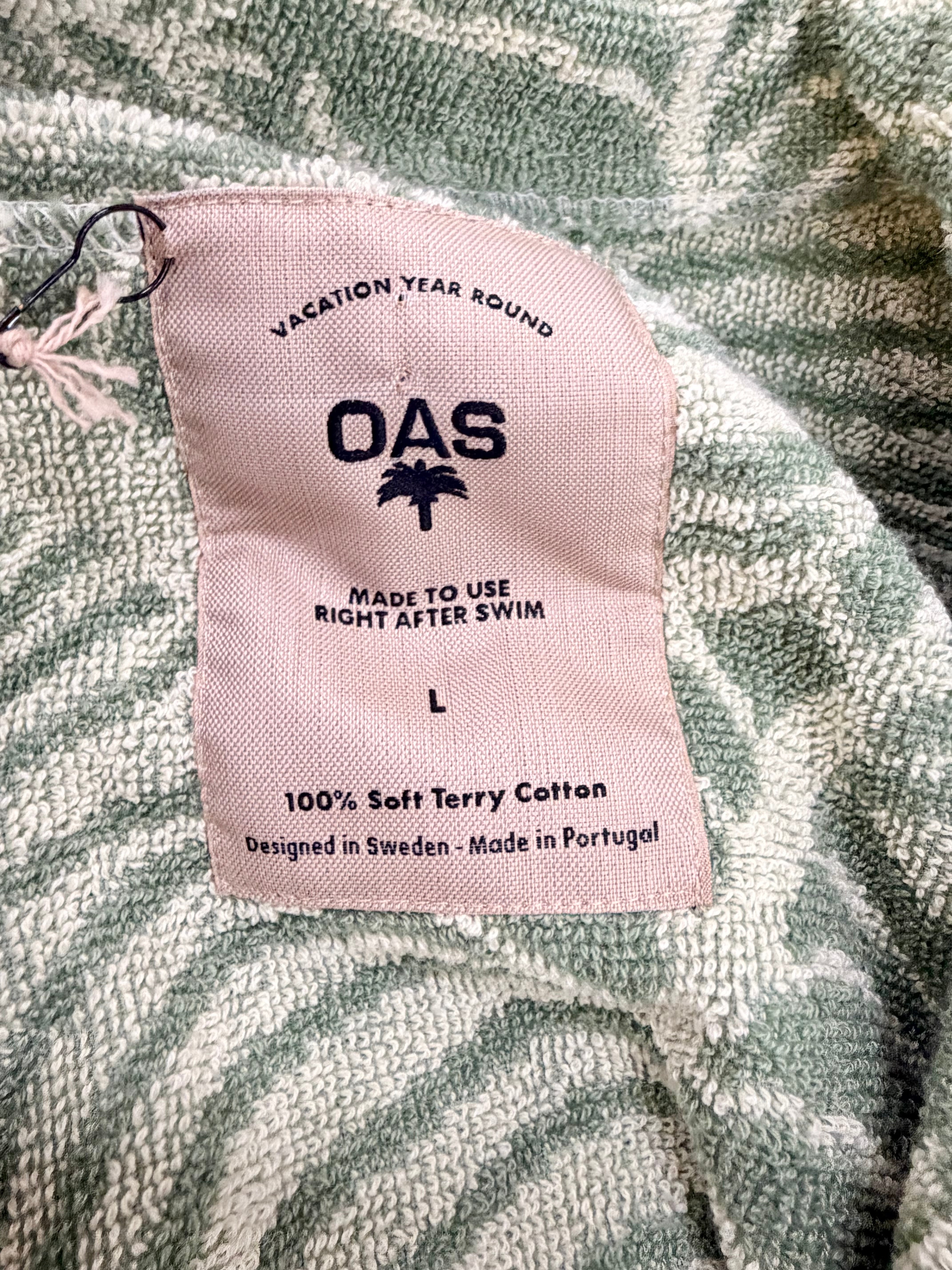 OAS Green 'Banana Leaf' Green Terry Cloth Shirt NWT - L