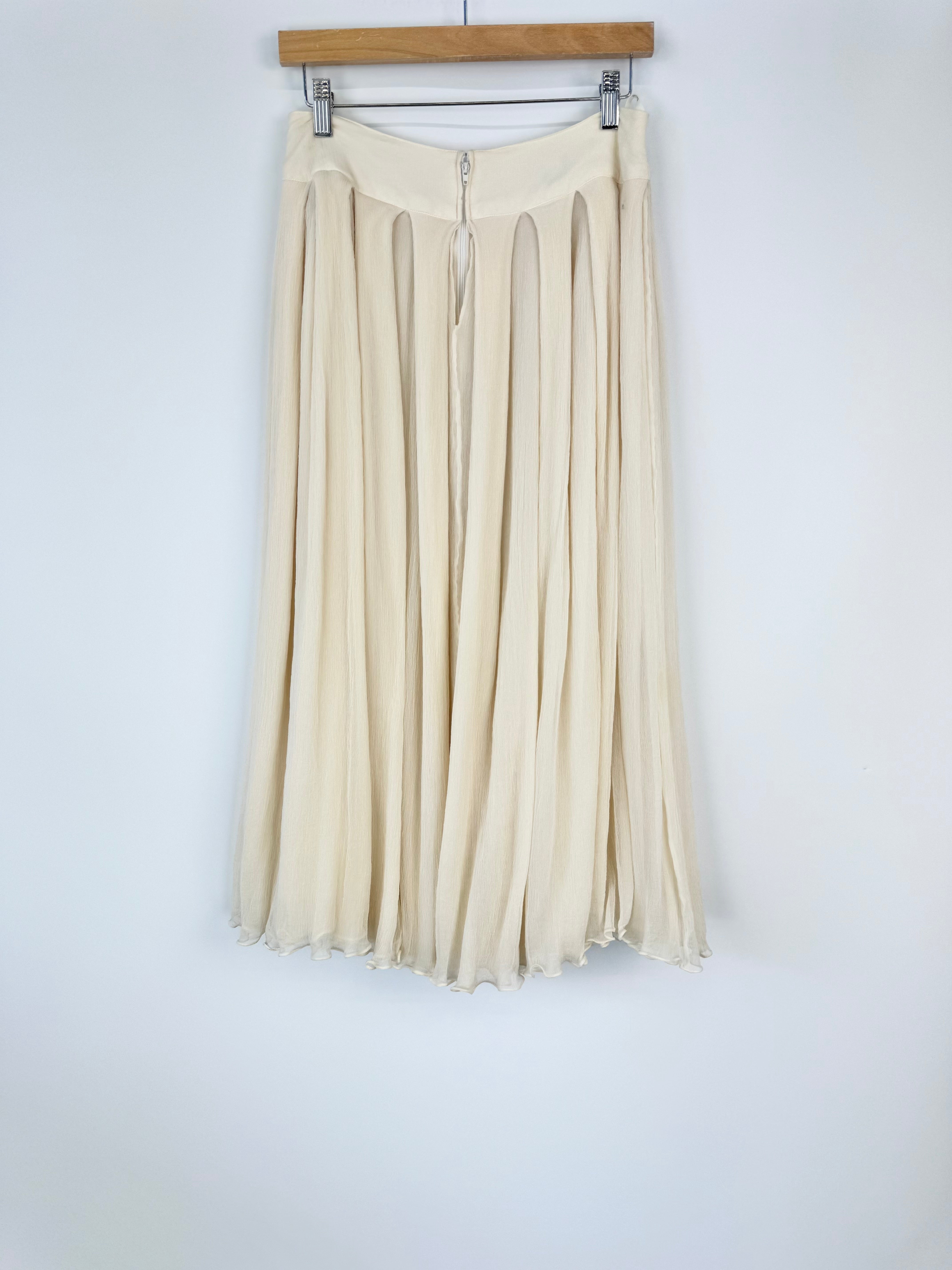 Weiss Ivory Pleated Silk Skirt - AU10/12