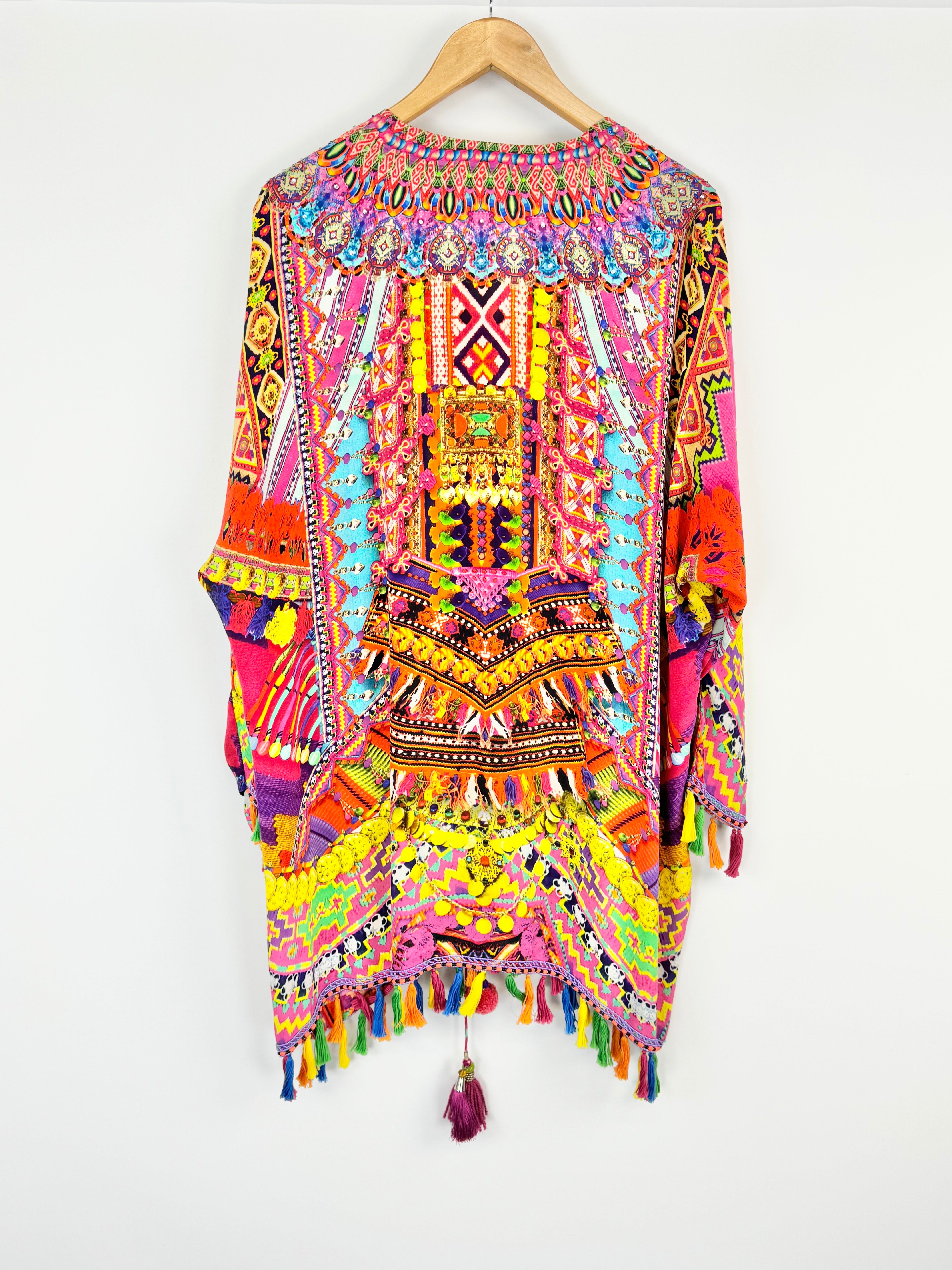 MFW Camilla Orange Silk Bejewelled Kaftan - AU8/10