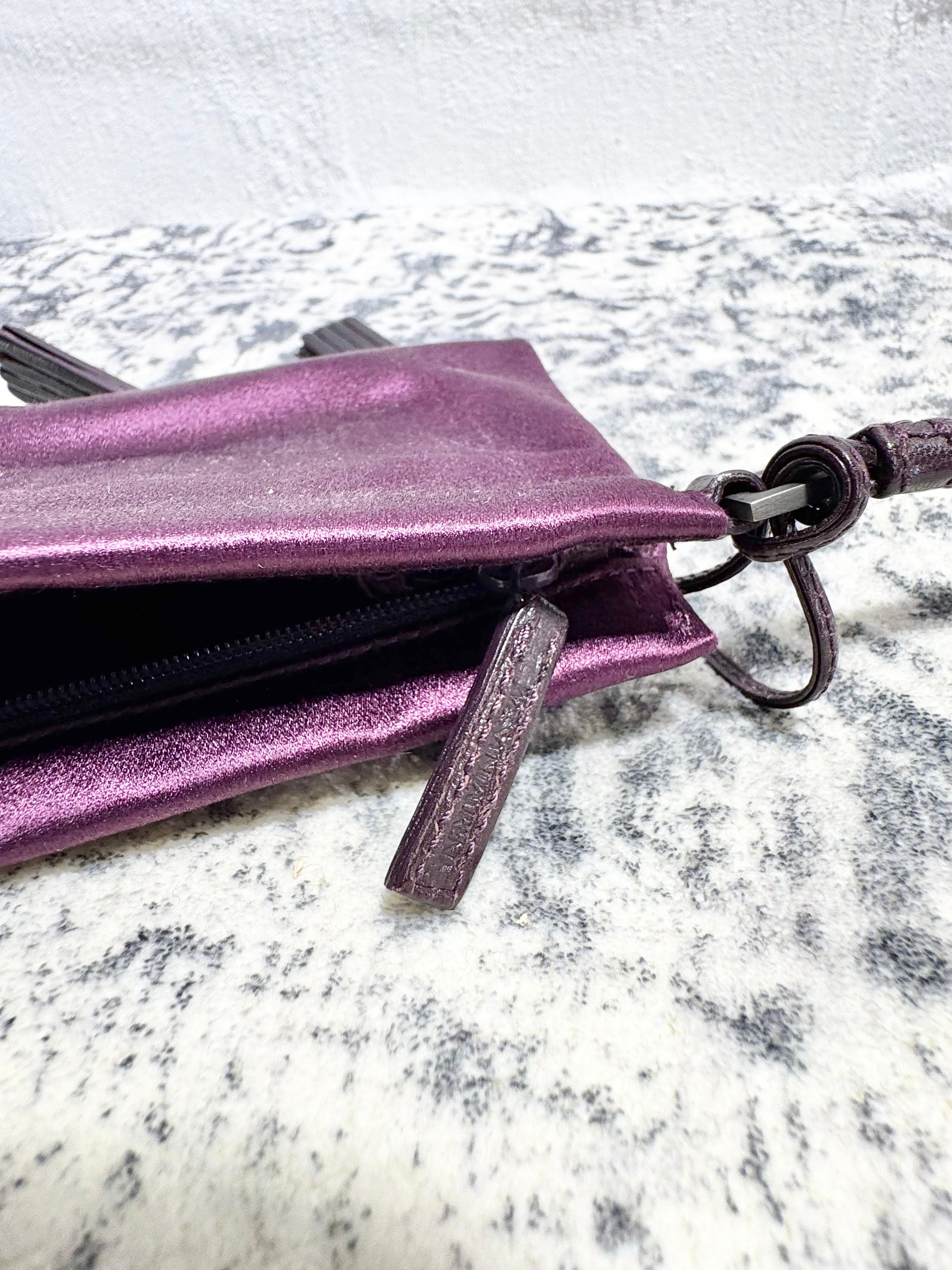 Yves Saint Laurent Rive Gauche Rich Plum Satin Clutch