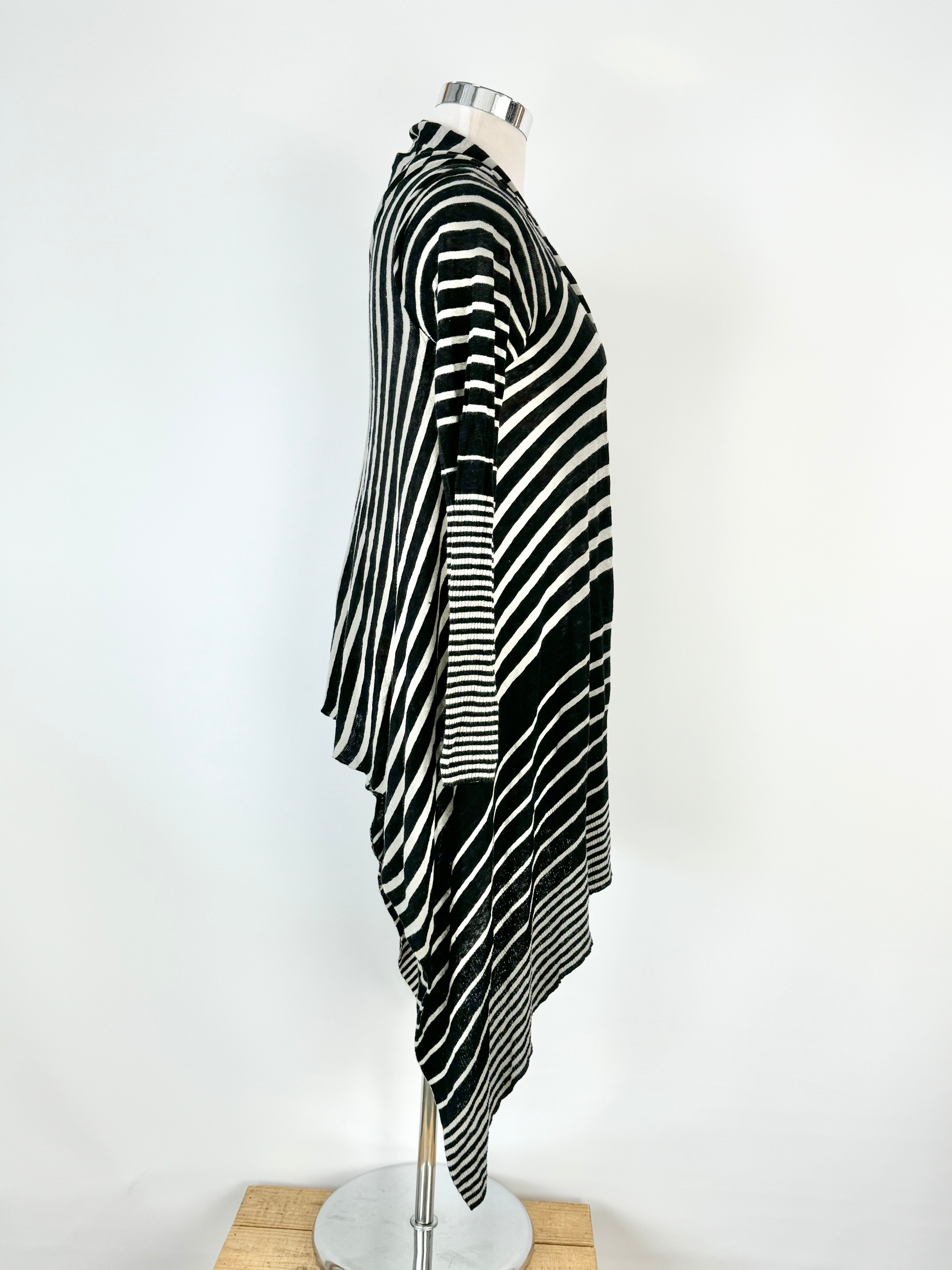 Day Birger et Mikkelsen Grey & Black Striped Linen Blend Waterfall Cardigan - AU10