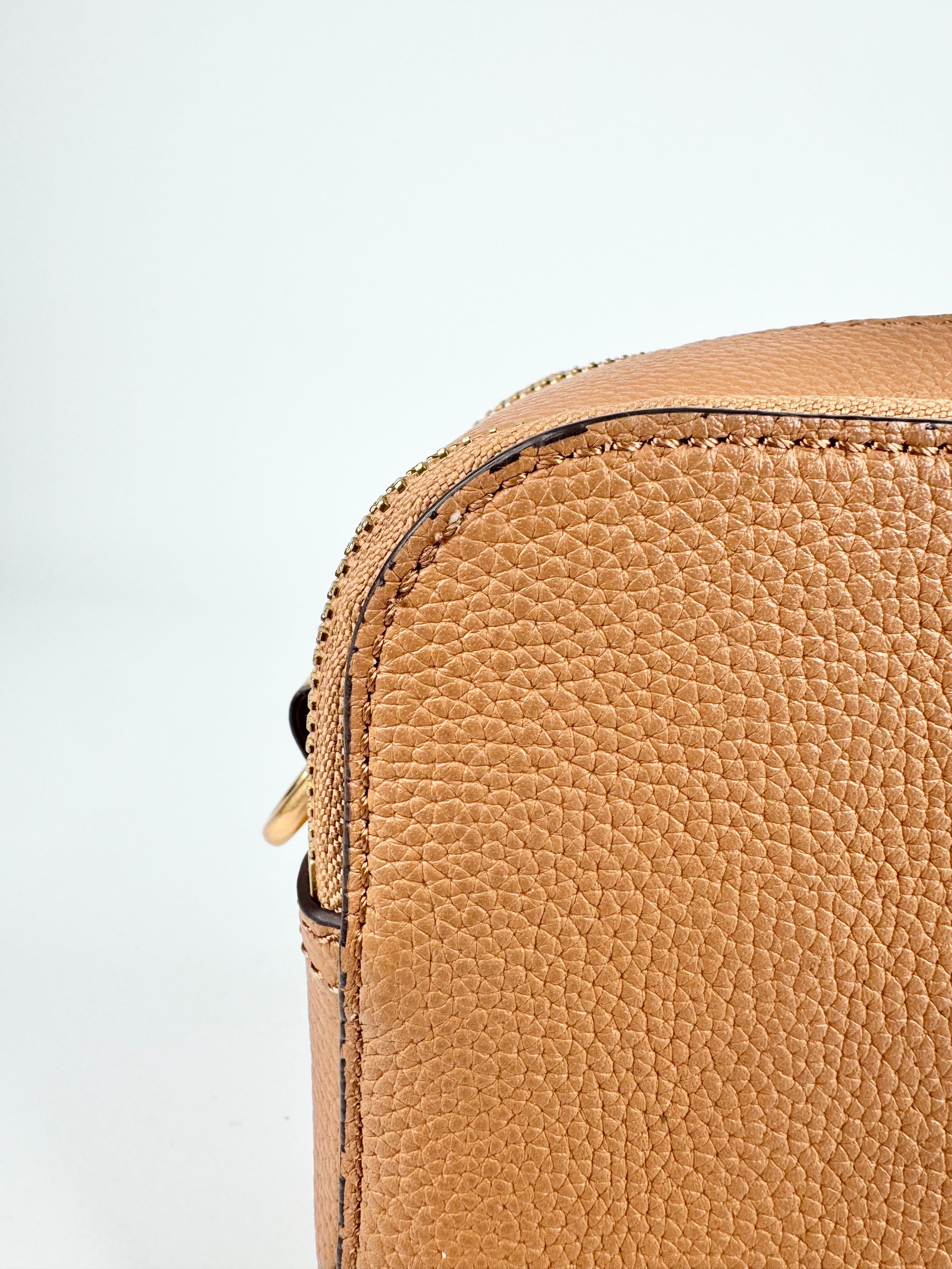 Oroton Tan 'Dylan' Grained Leather Camera Cross Body Bag