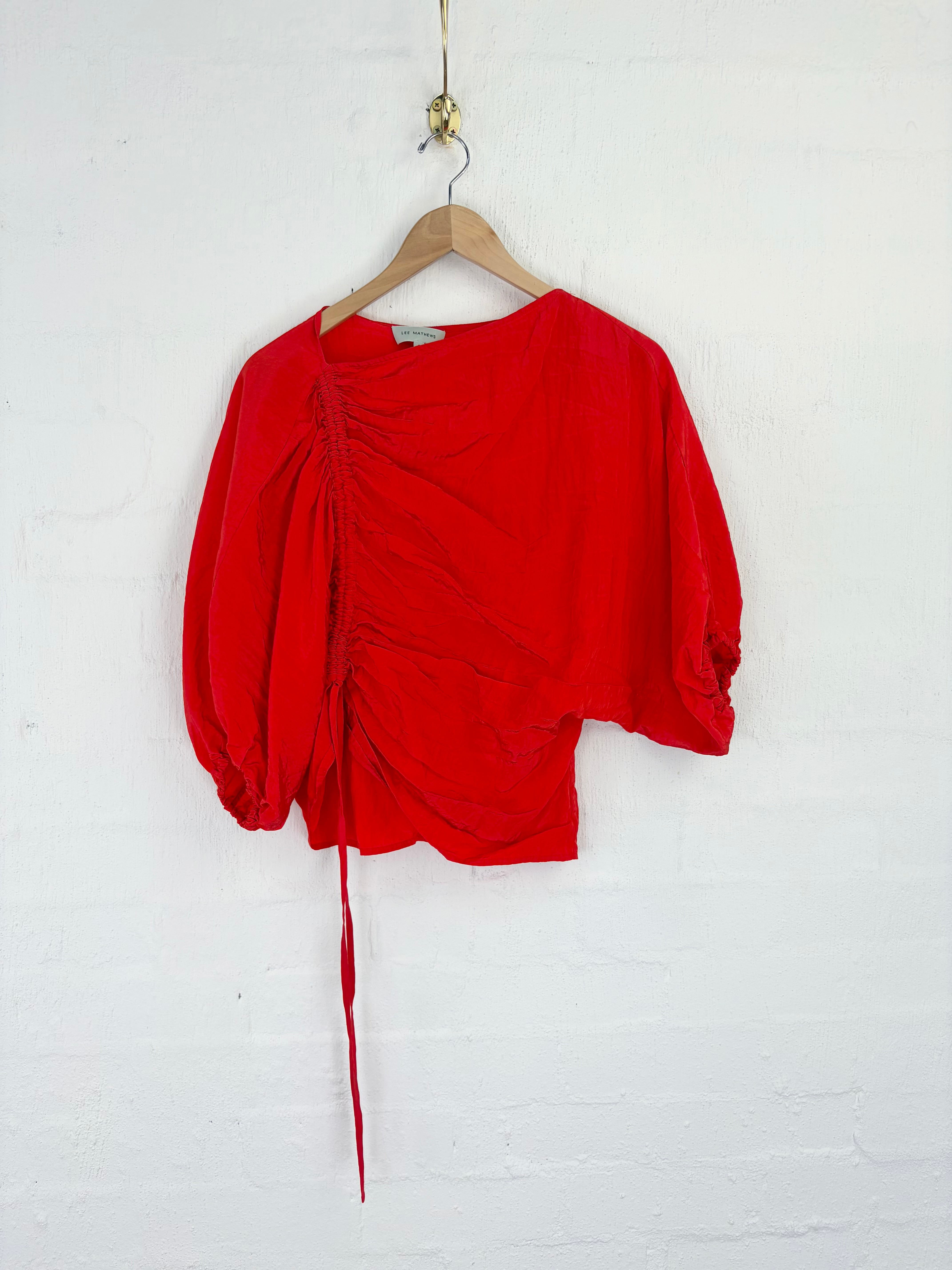 Lee Mathews Red Cinched Front Blouse - AU4