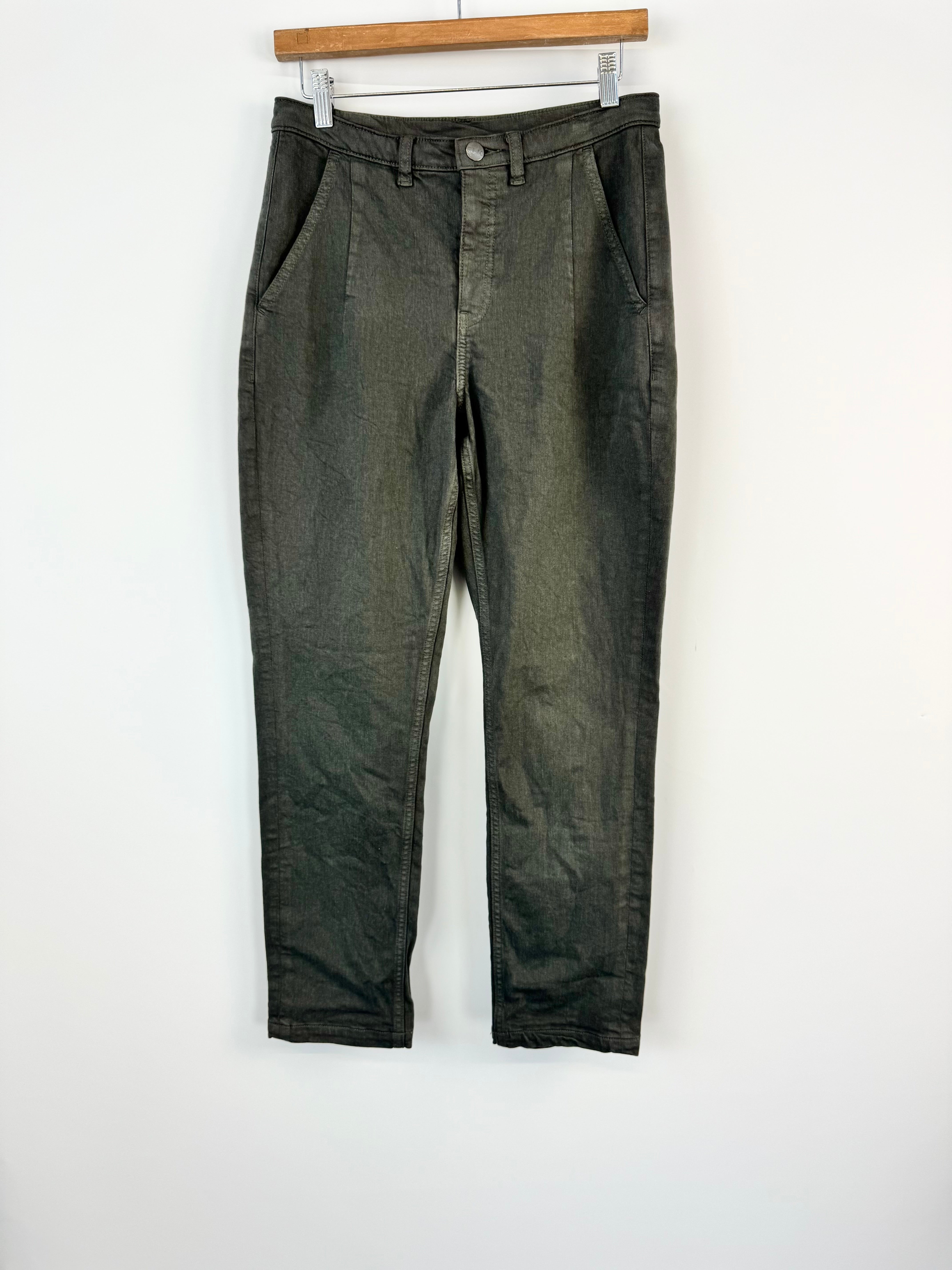 ELK Moss Green Barrel Waist Denim Slacks - AU10
