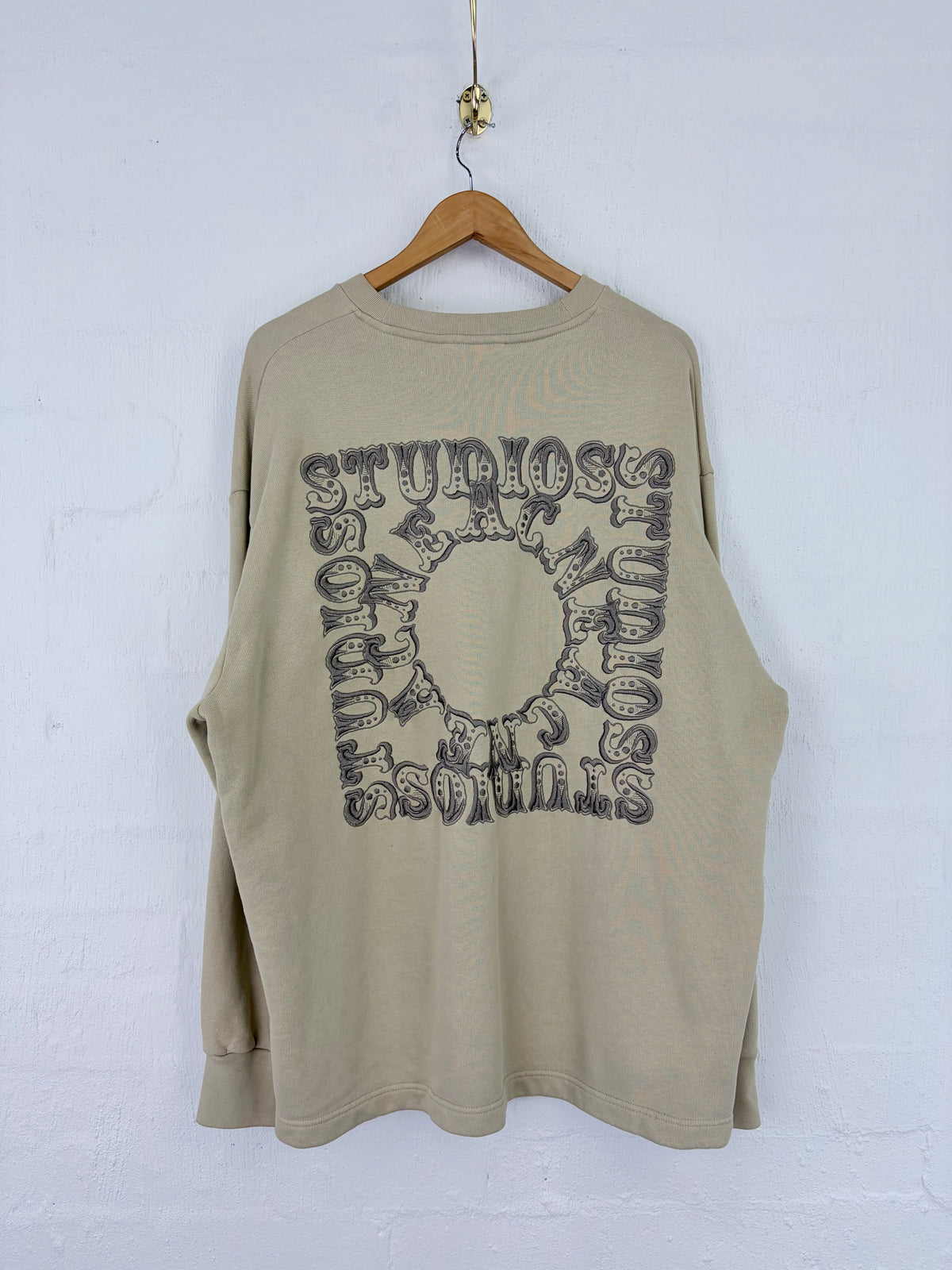 Acne Studios Oatmeal Slouchy Embroidered Crew Neck Sweater - M