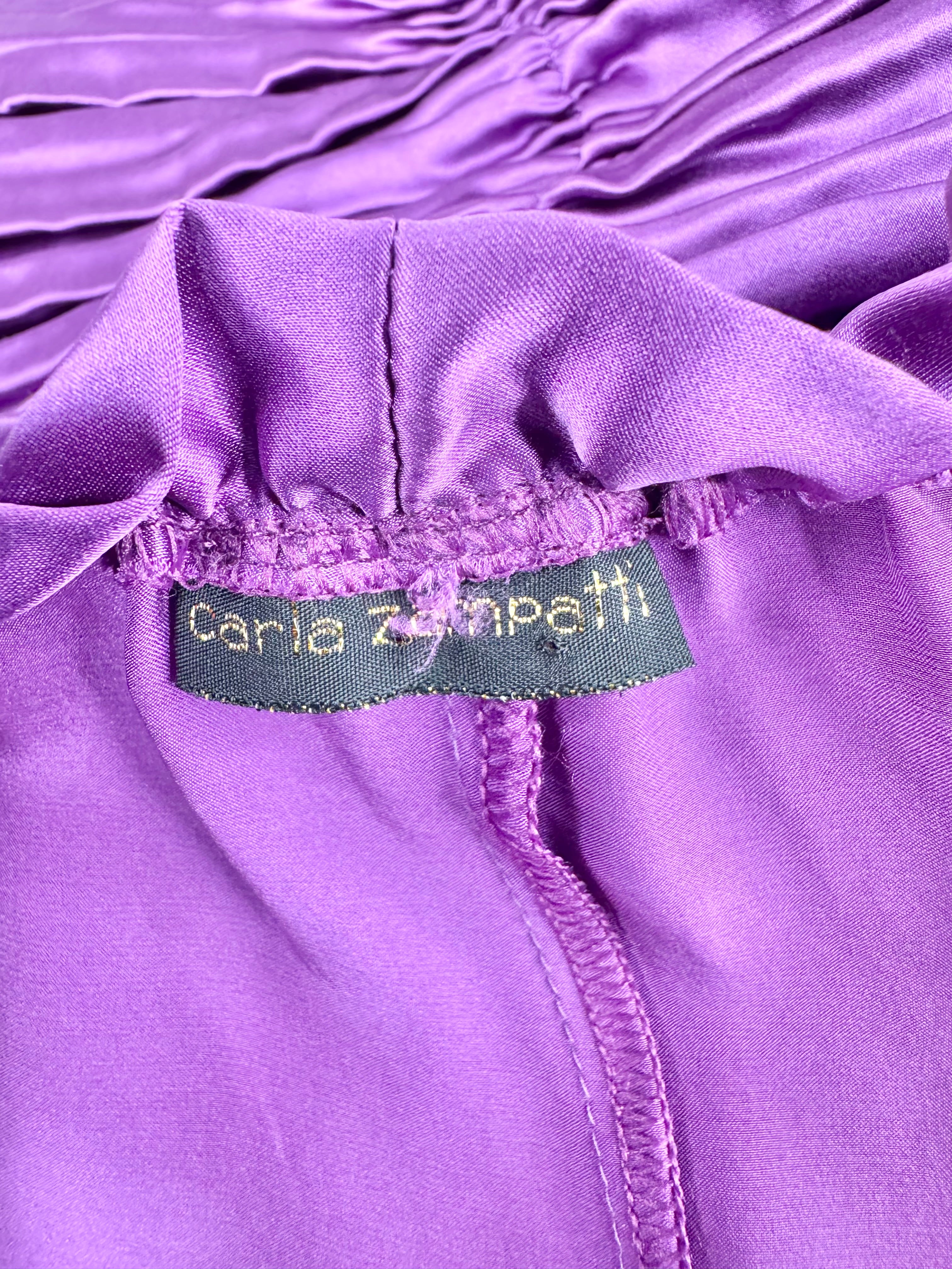 Carla Zampatti Violet Ruched Silk Crop Top - AU10