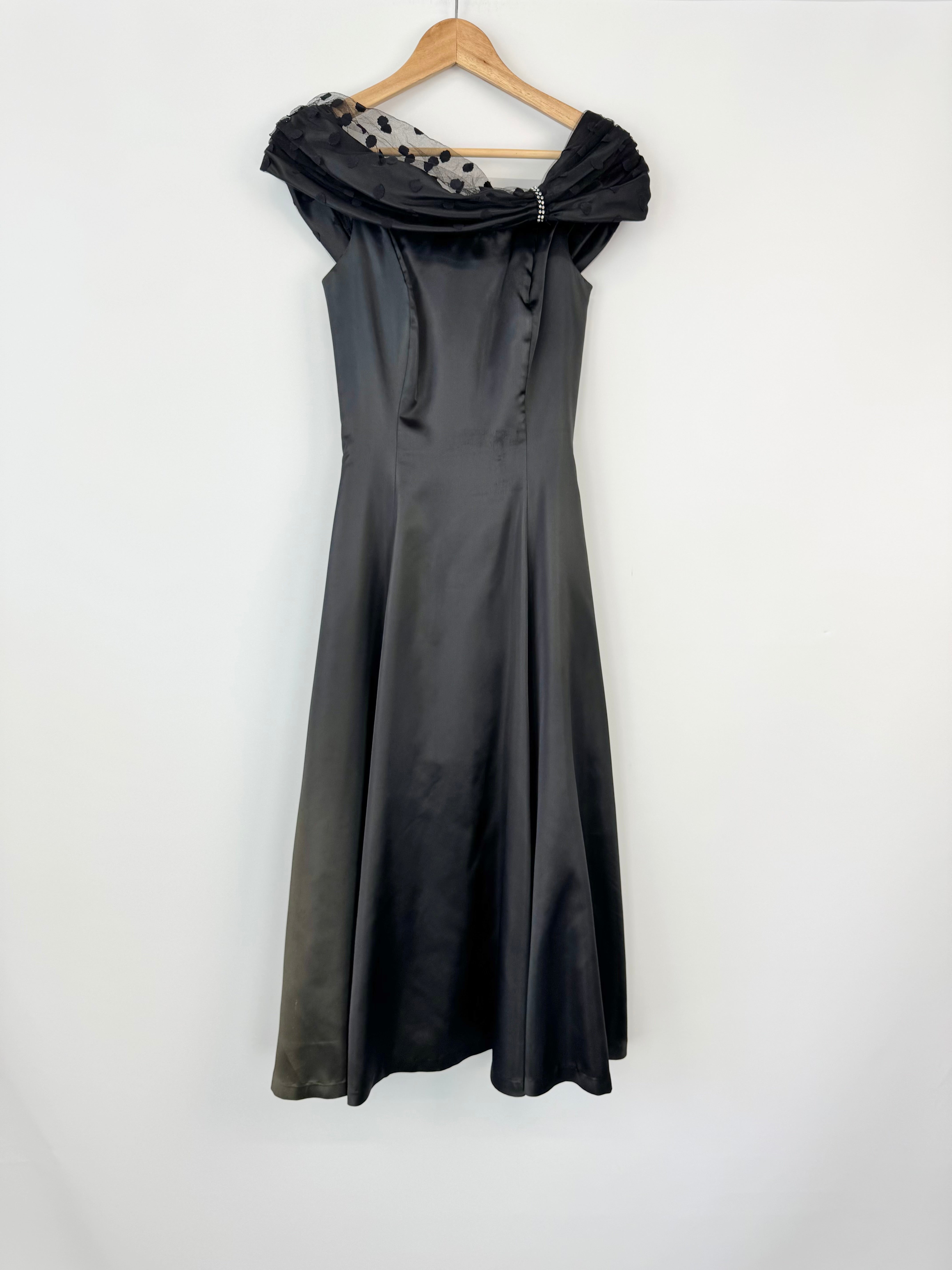 Vintage Mr K. Black Boat Neck Dress - AU10