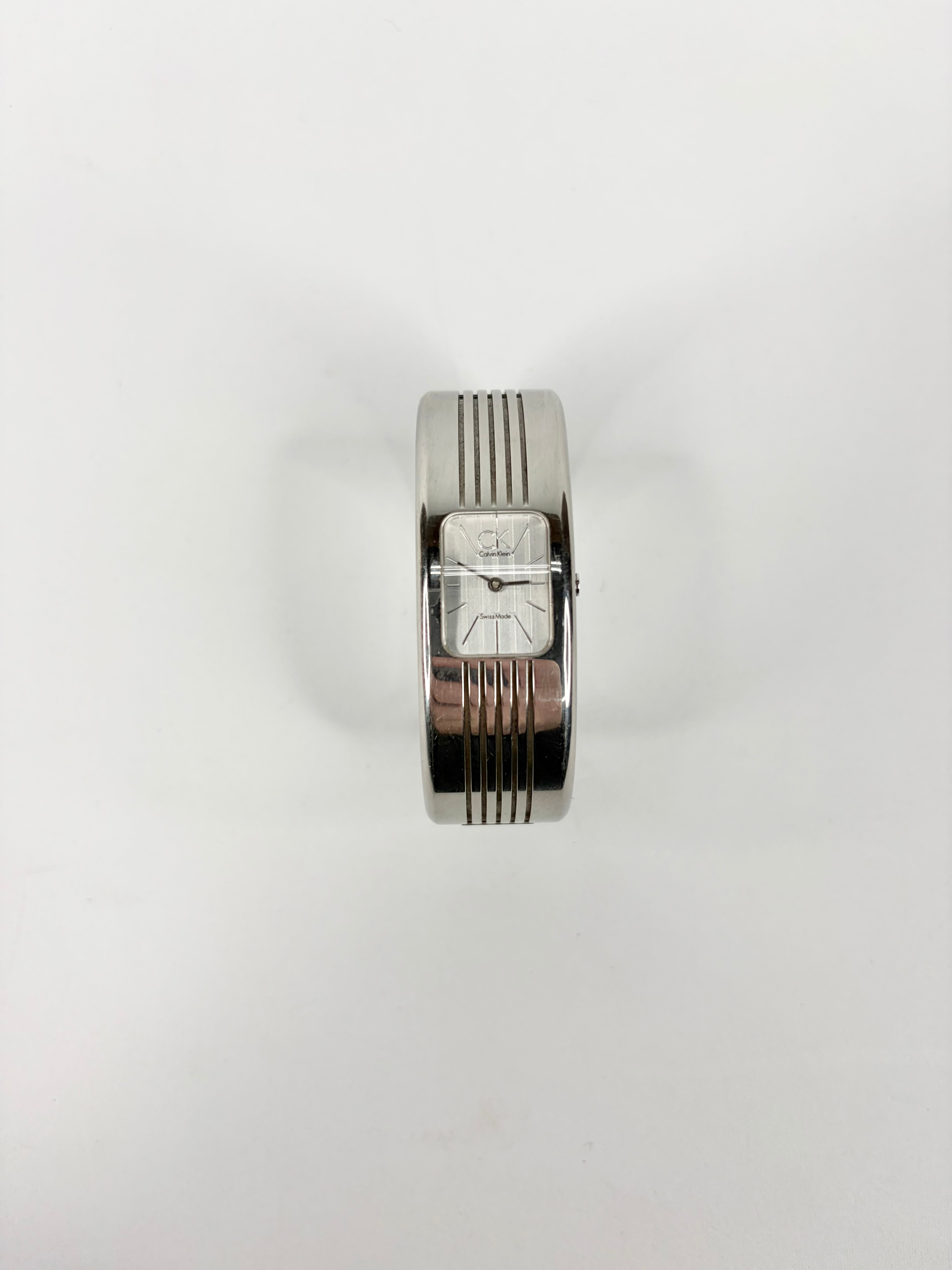 Calvin Klein Swiss Made Silver Tone Bangle Watch
