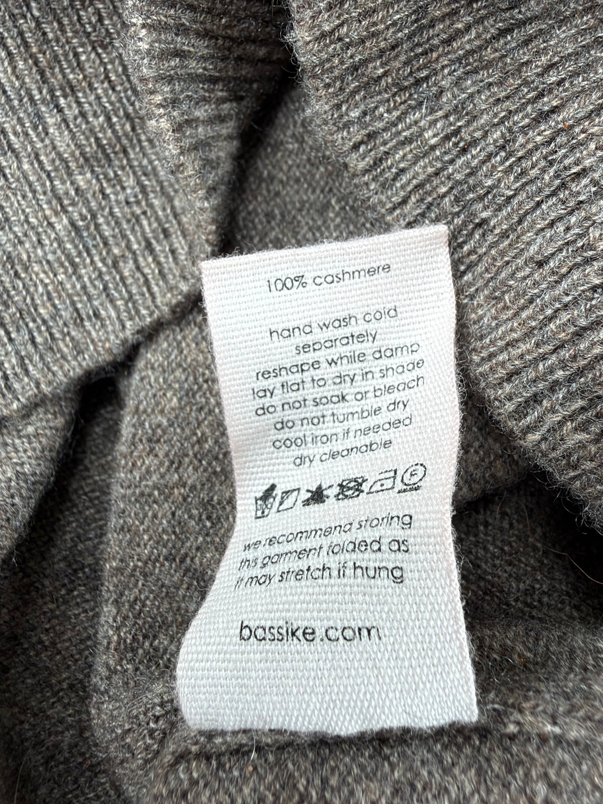 Bassike Mottled Taupe Cashmere Roll Neck Sweater - AU8/10