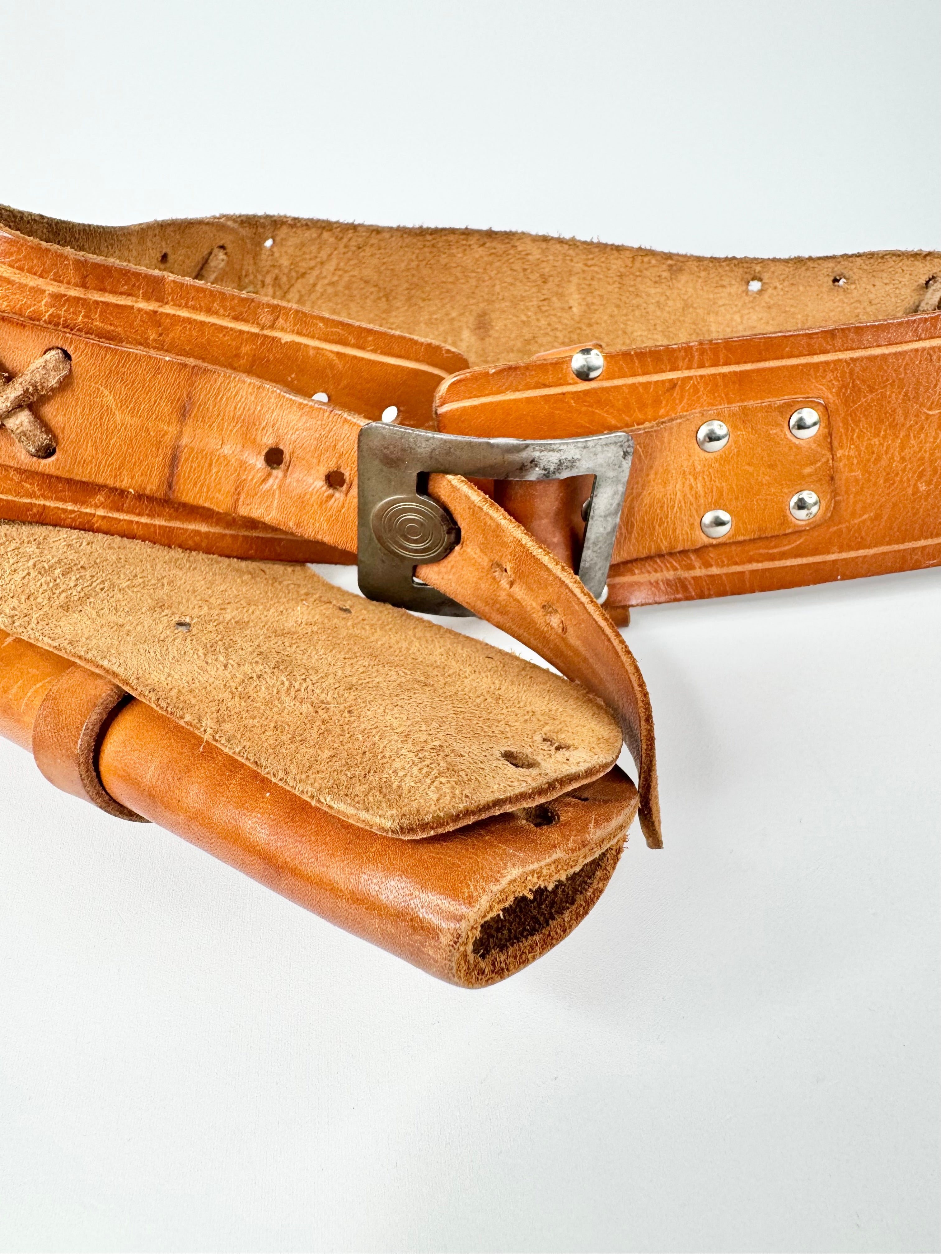 Handmade Tan Leather Belt with Pouch