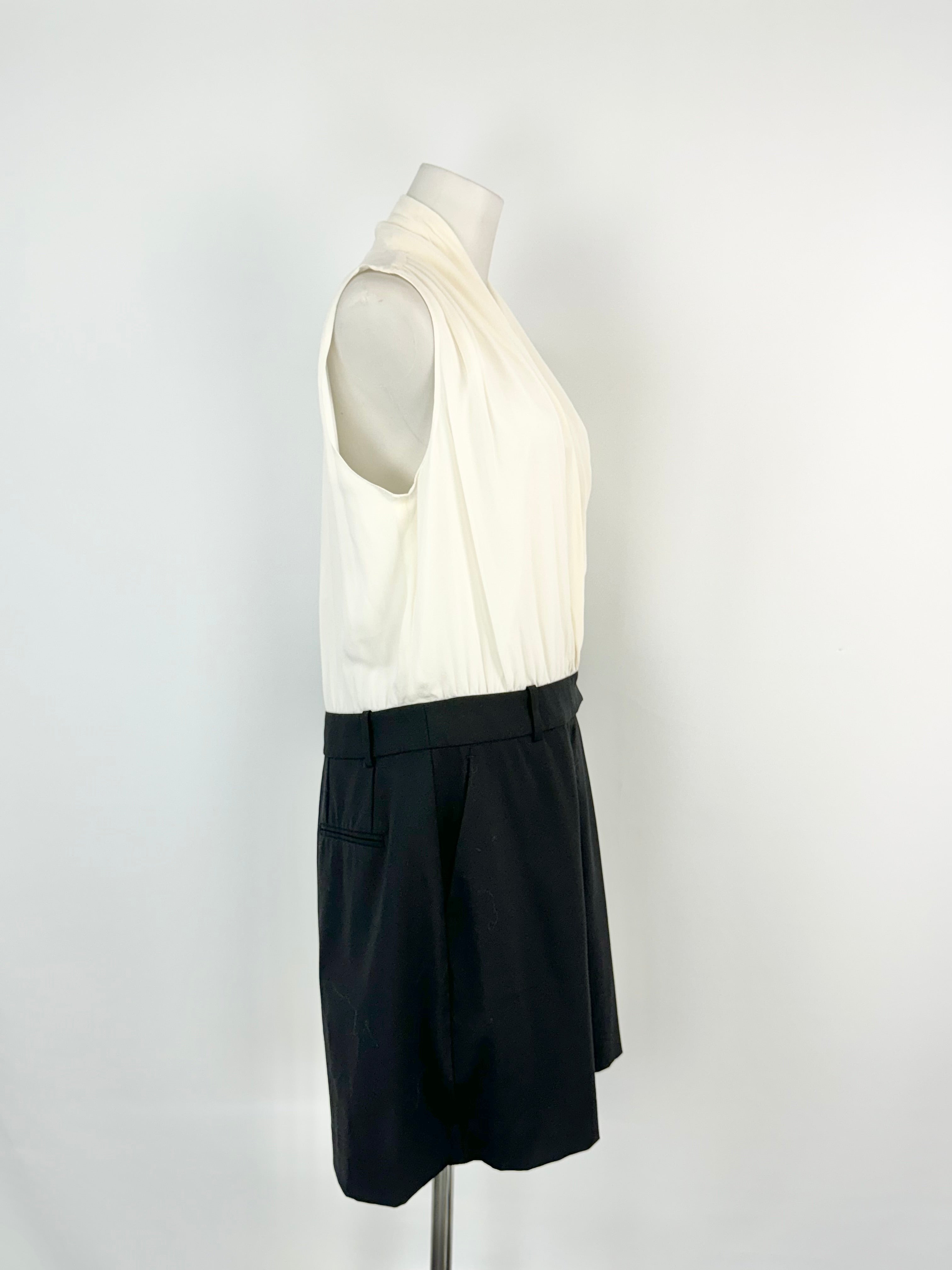 Donna Karen New York White & Black Midi Dress - AU8/10