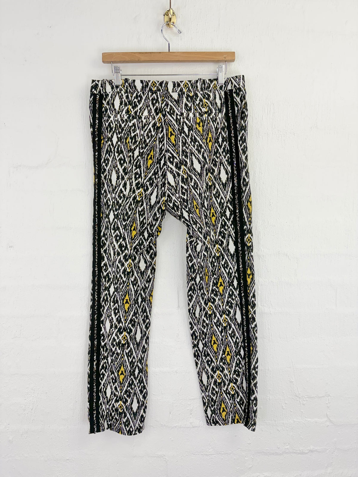 Patrizia Pepe Black, White & Gold Patterned Linen Slacks - AU10
