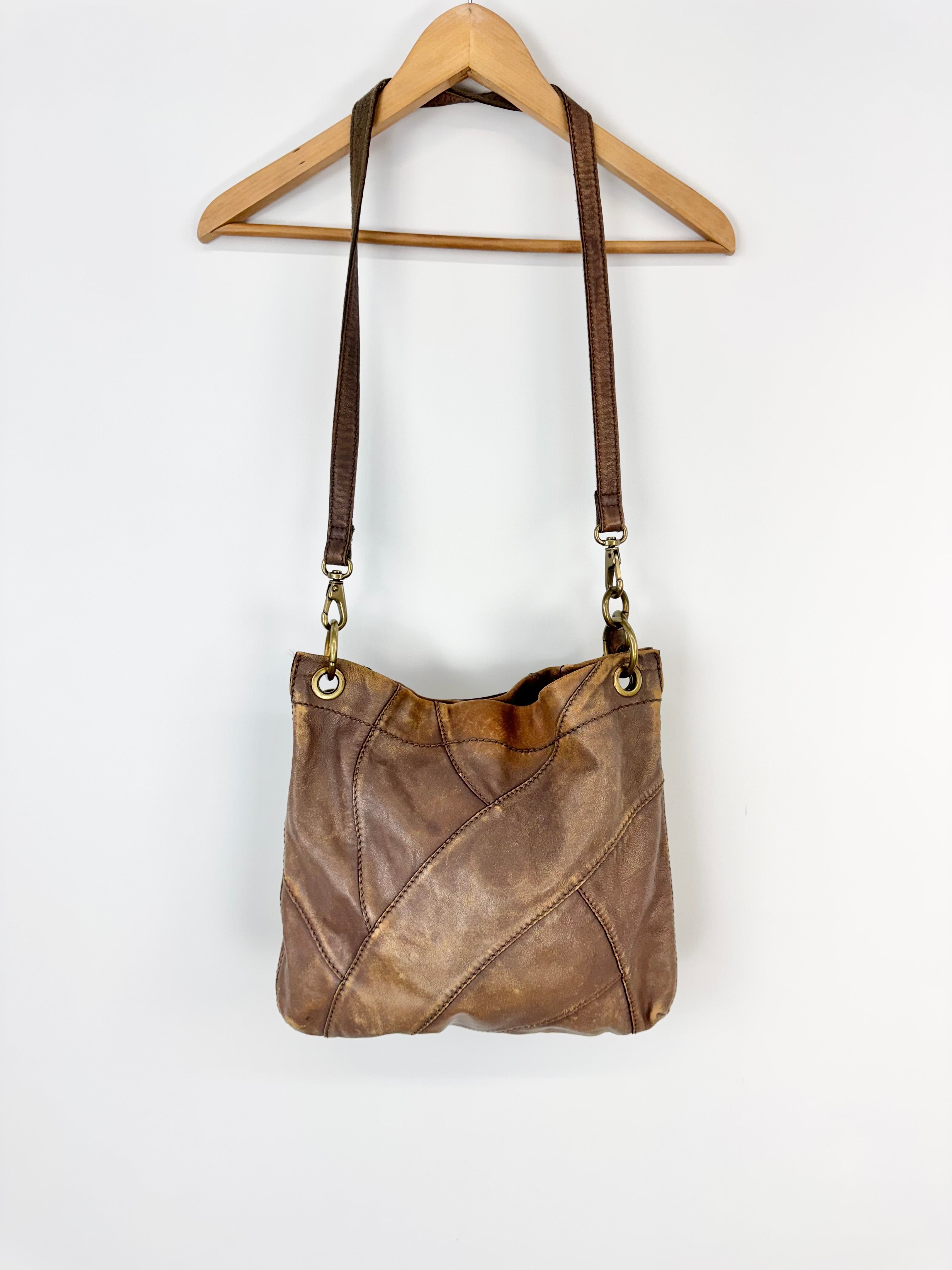 Fossil Brown Patchwork Shoulder Bag