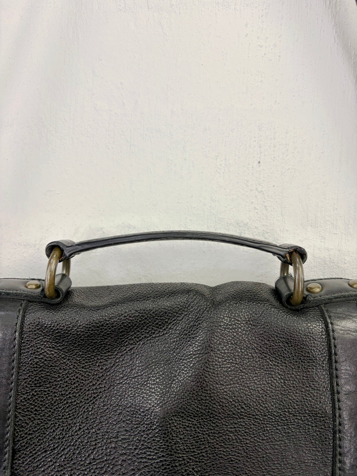 Fossil Black Grained Leather Messenger Bag