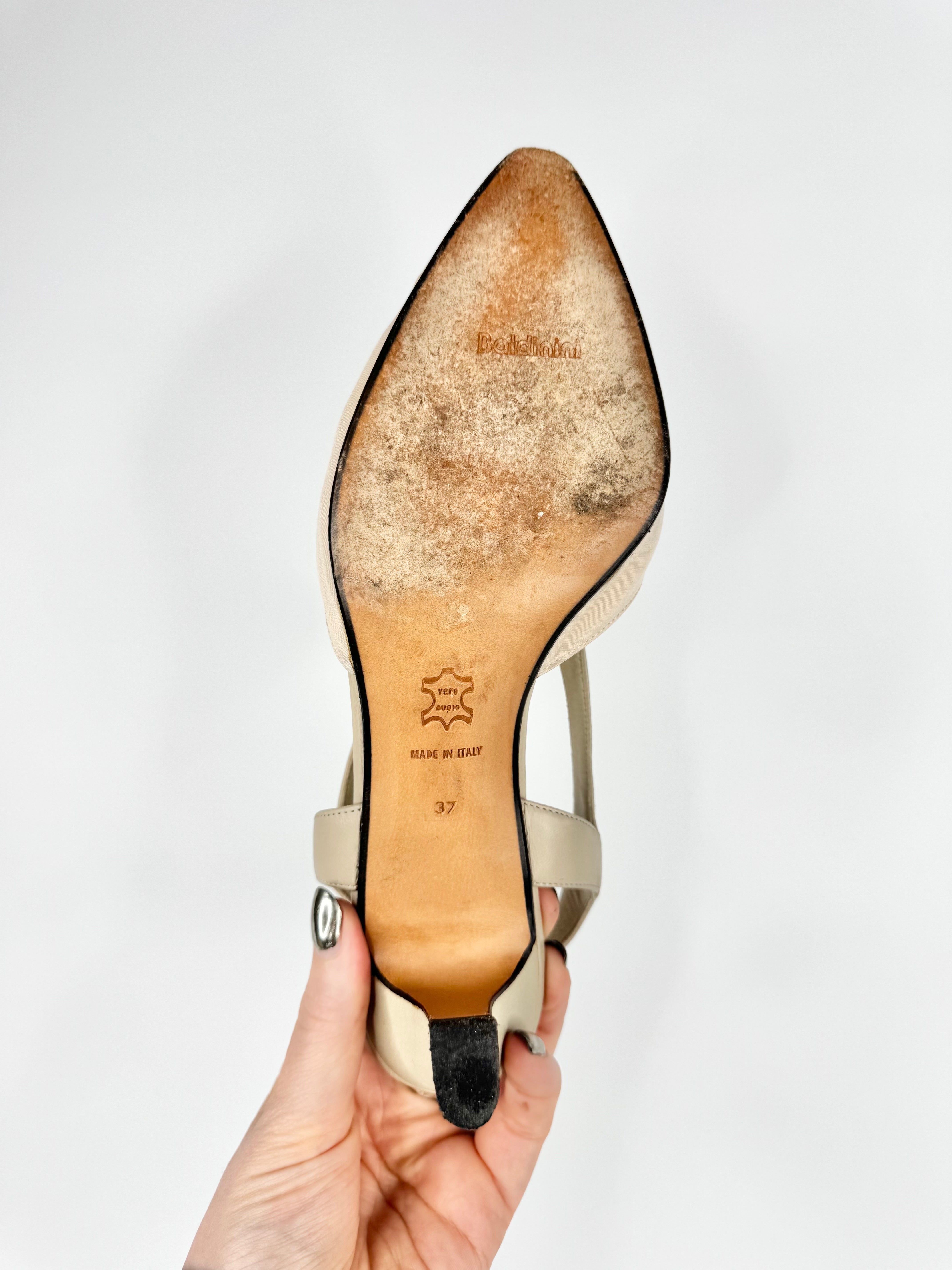 Vintage Baldinini Cream & Taupe Sling Backs - EU37