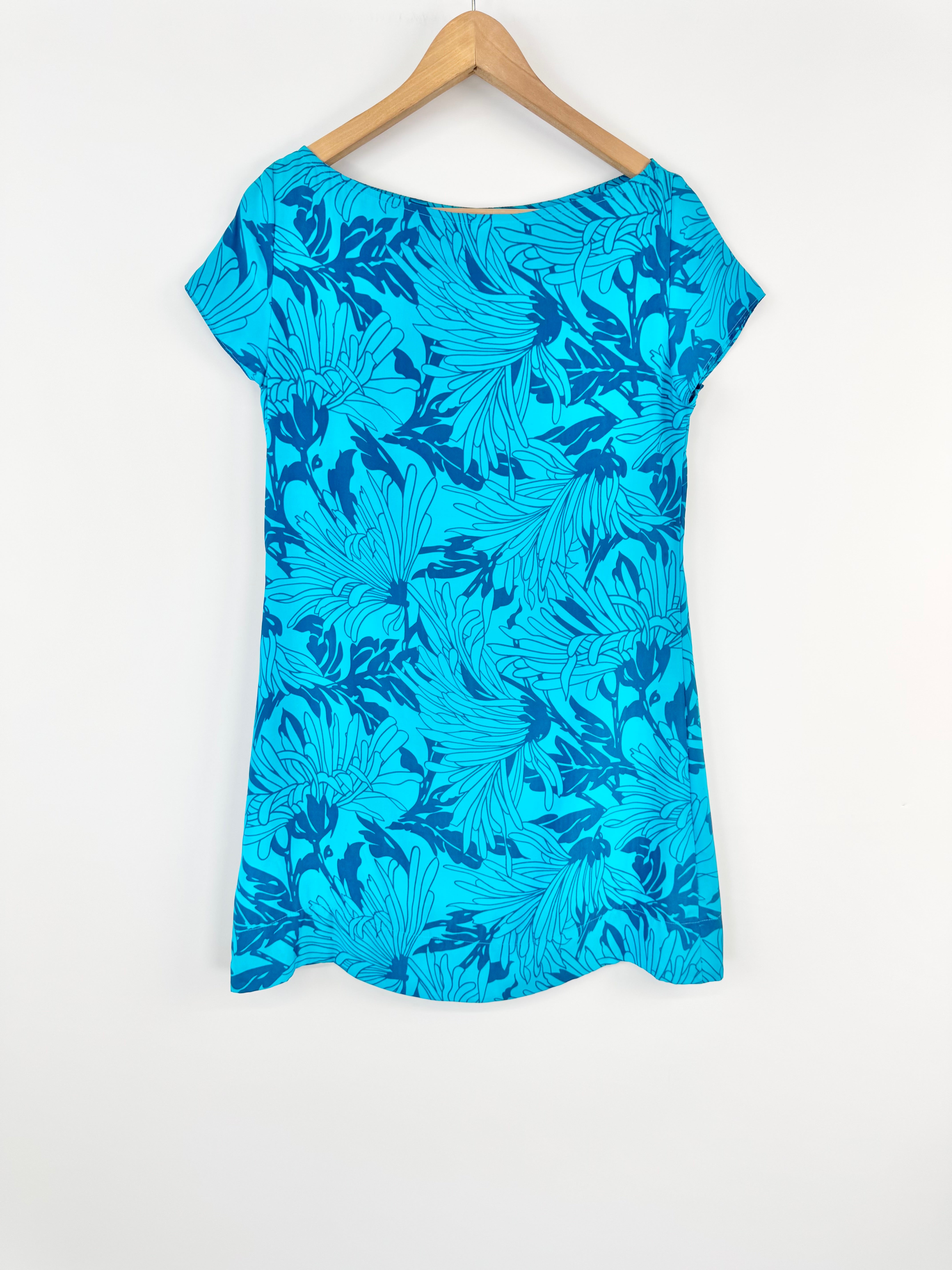 Leonard St Bright Blue Silk Floral Tunic - AU10