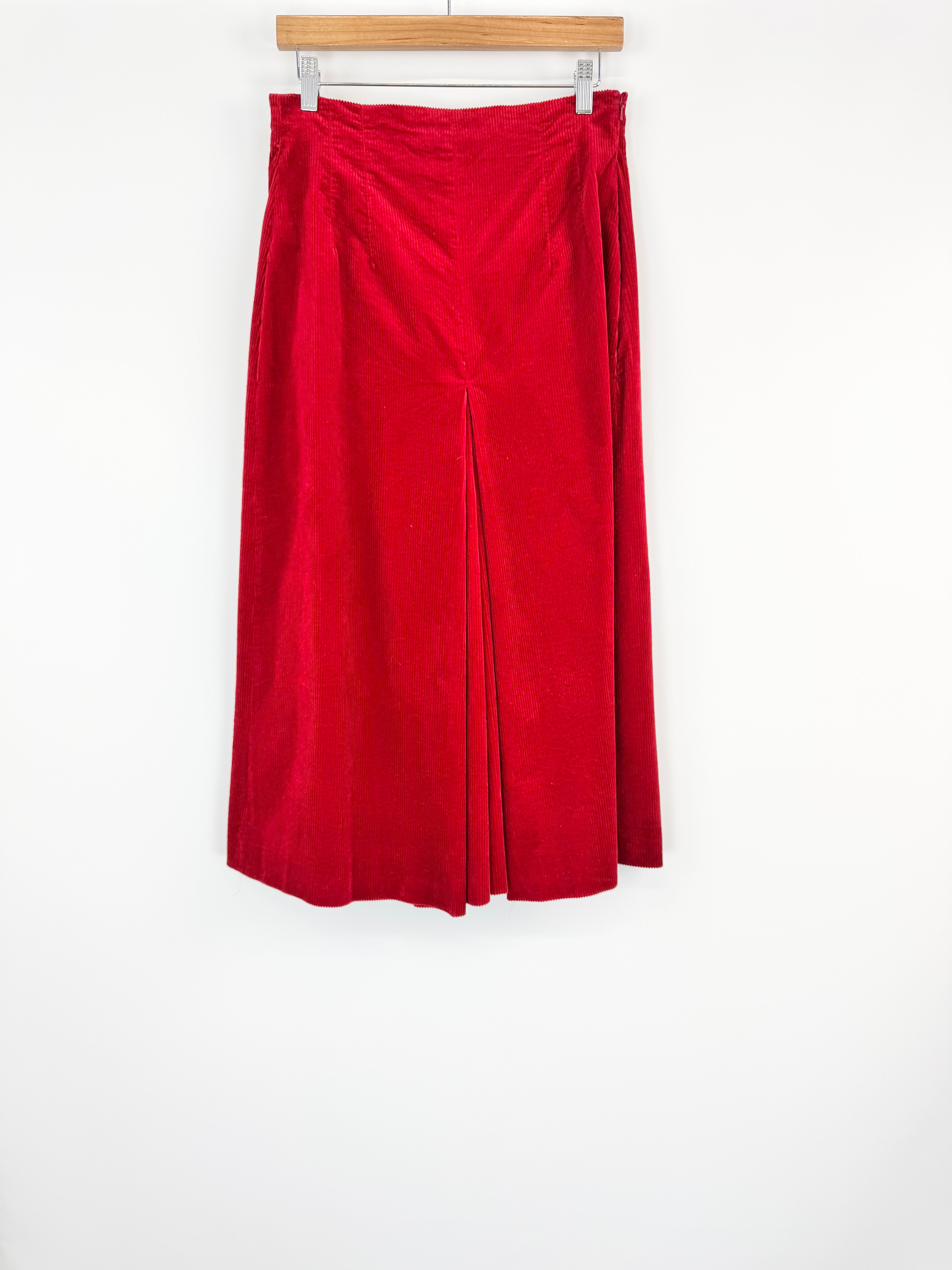 Max Mara Red Corduroy Pleated Culottes - AU10